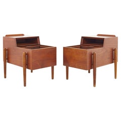 Arne Vodder for Sibast Mid-Century Teak Nightstand Side End Table, a Pair