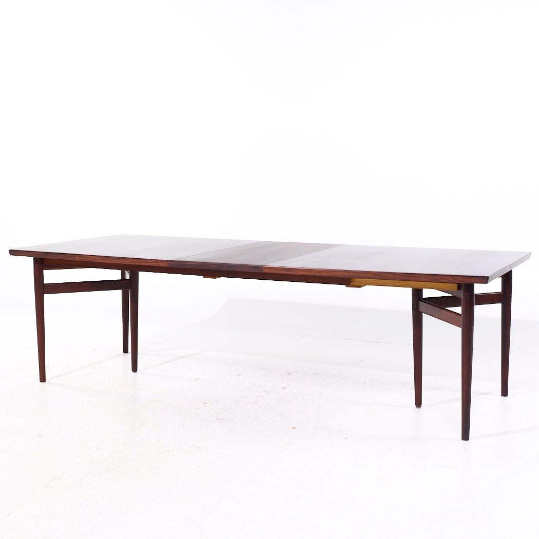 Arne Vodder for Sibast Model 201 MCM Table de salle à manger à rallonge en bois de rose - 2 abattants en vente 6