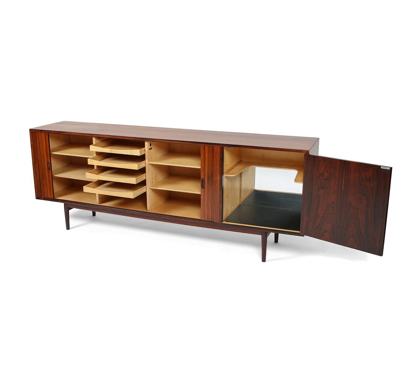 Mid-Century Modern Arne Vodder for Sibast OS36 Tambour Door Rosewood Credenza