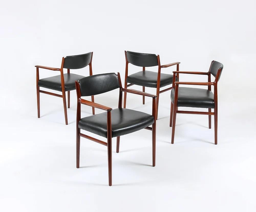 20th Century Arne Vodder for Sibast Rosewood Armchairs Set of Four For Sale