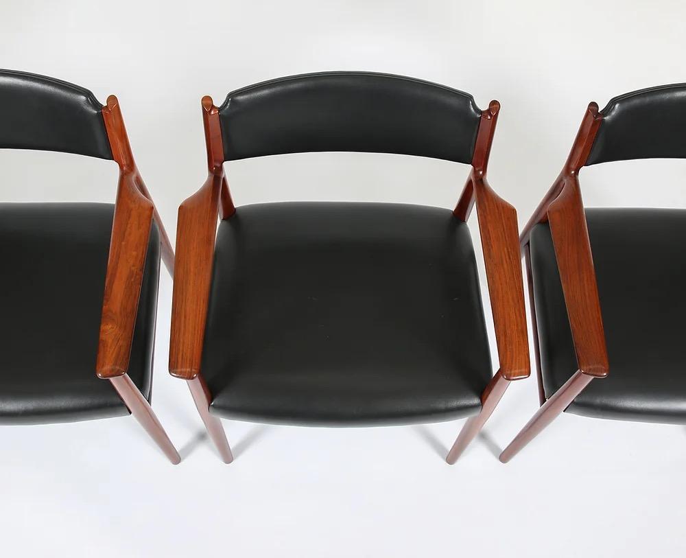 Leather Arne Vodder for Sibast Rosewood Armchairs Set of Four For Sale