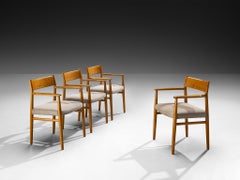 Arne Vodder for Sibast Set of Four Dining Chairs in Walnut and Grey Upholstery