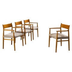 Arne Vodder for Sibast Set of Four Dining Chairs in Walnut and Grey Upholstery