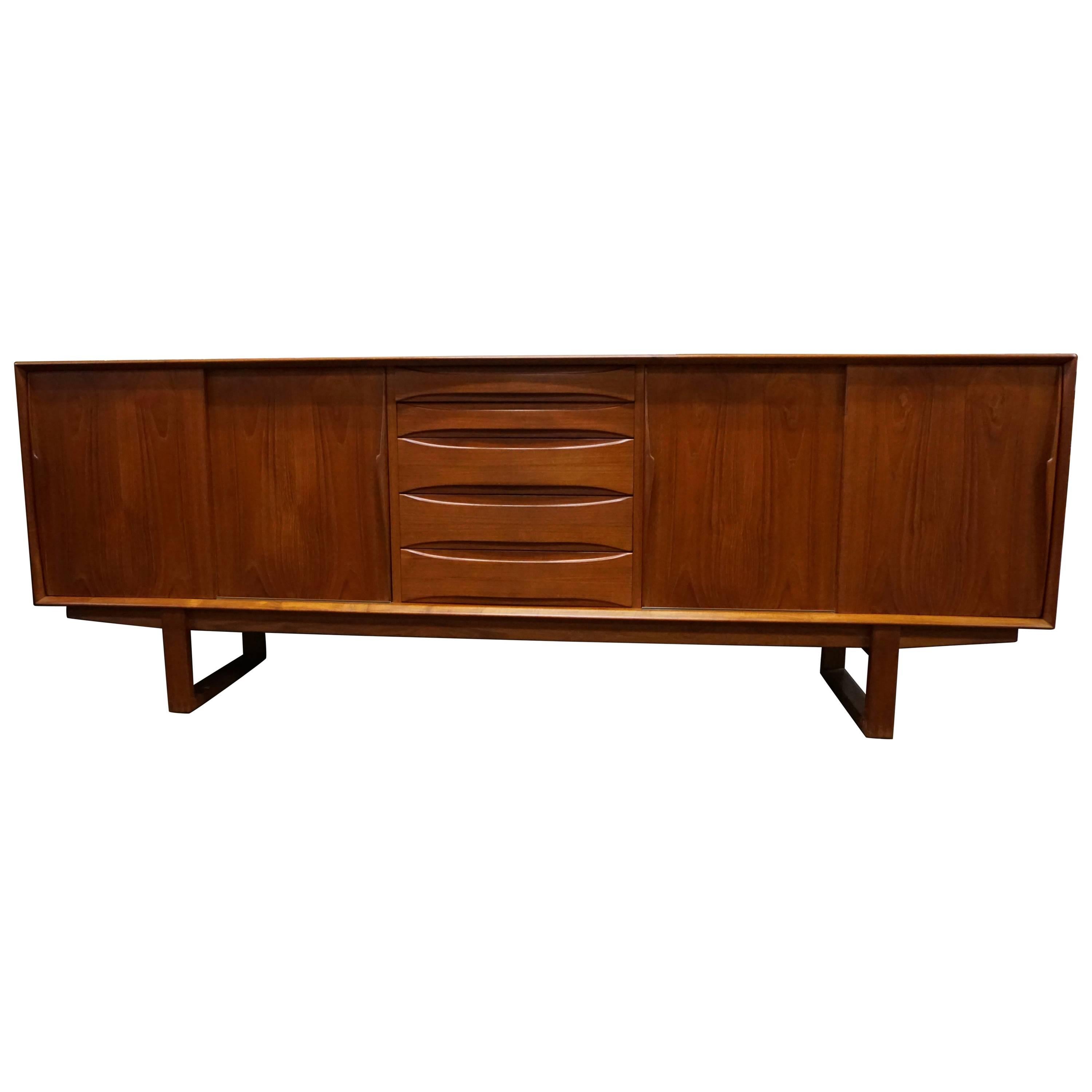 Arne Vodder for Sibast Sled-Leg Teak Credenza For Sale