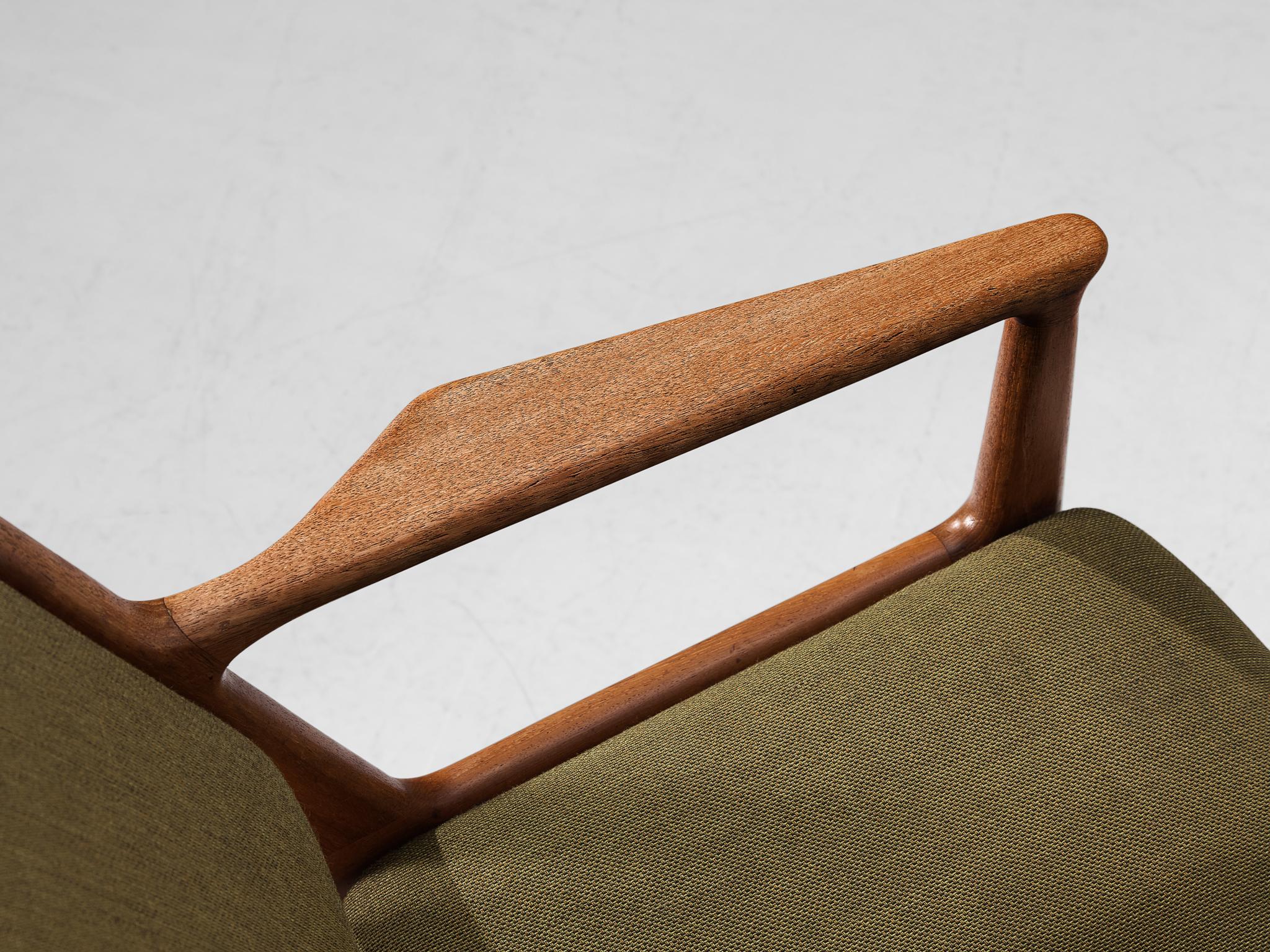 Arne Vodder for Vamo Møbelfabrik Pair of Armchairs in Teak and Green Fabric For Sale 4