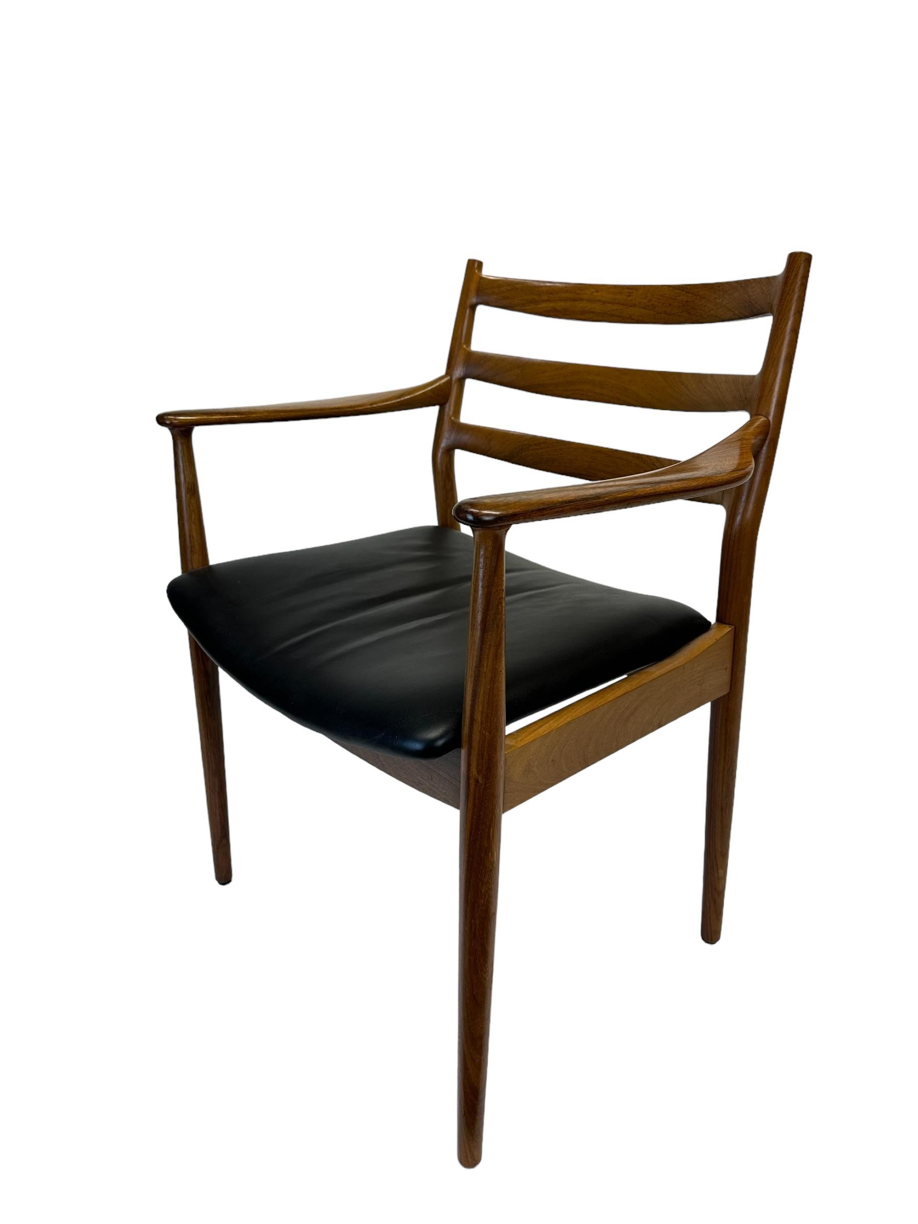 Arne Vodder Ladder Back Rosewood and Leather Armchair by France and Son For Sale 13