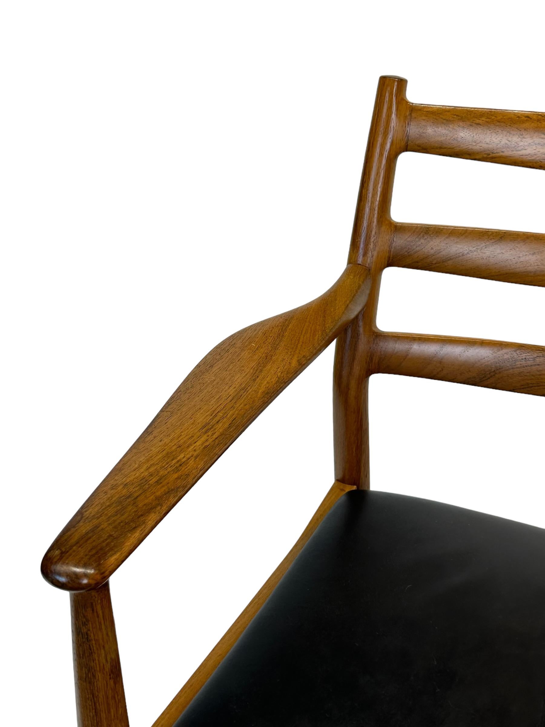 20th Century Arne Vodder Ladder Back Rosewood and Leather Armchair by France and Son For Sale