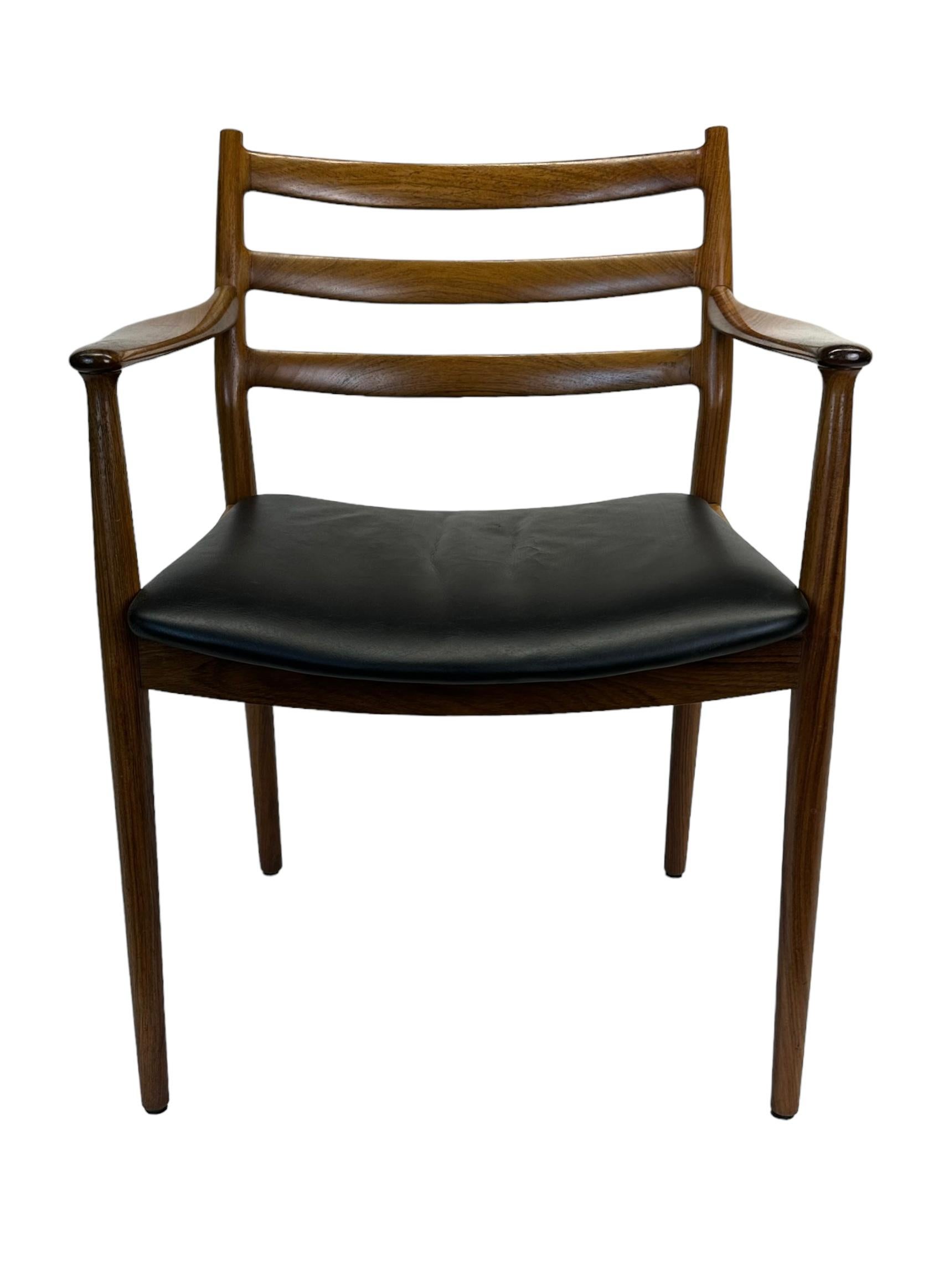 Arne Vodder Ladder Back Rosewood and Leather Armchair by France and Son For Sale 1