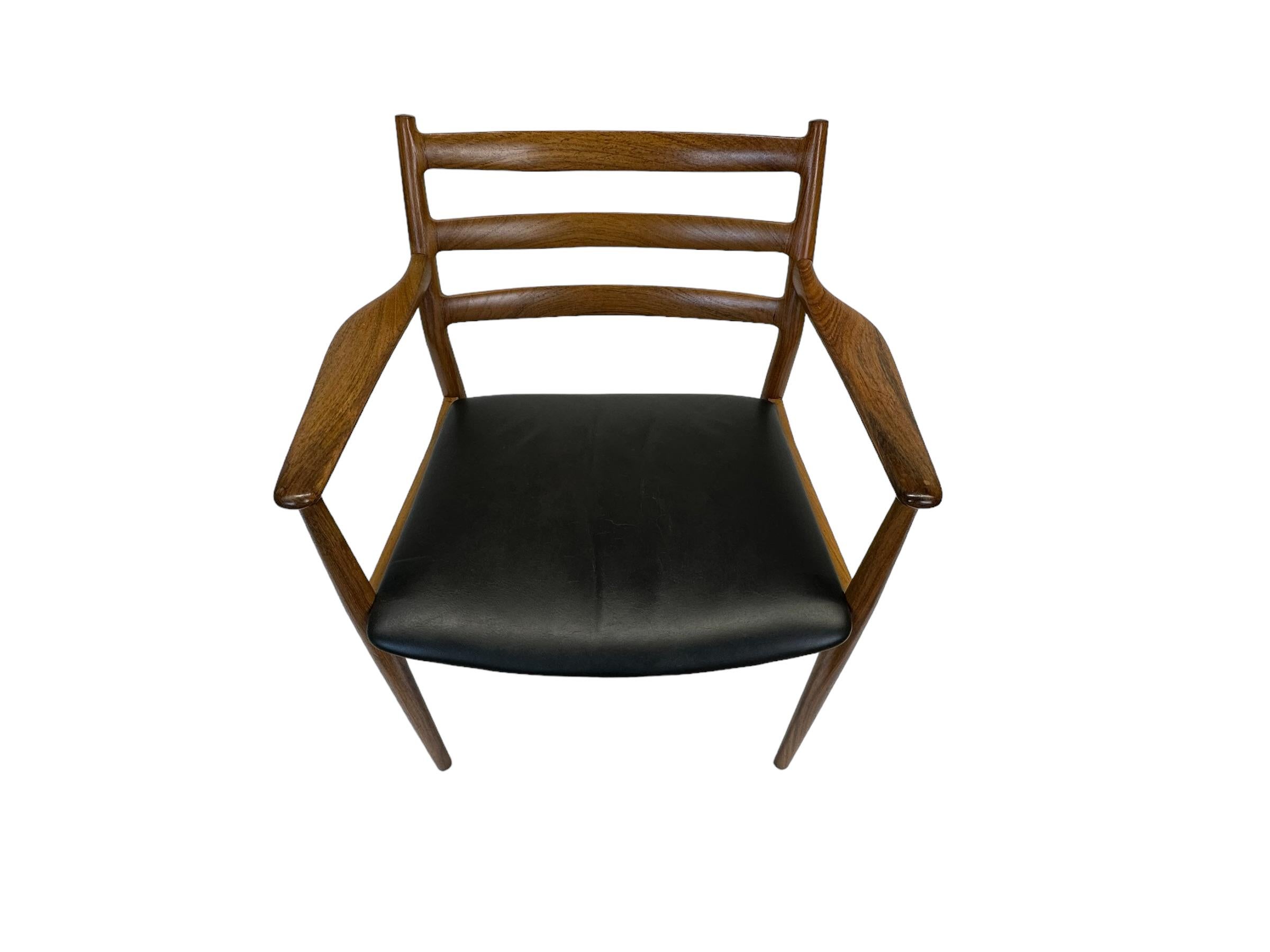 Arne Vodder Ladder Back Rosewood and Leather Armchair by France and Son For Sale 4
