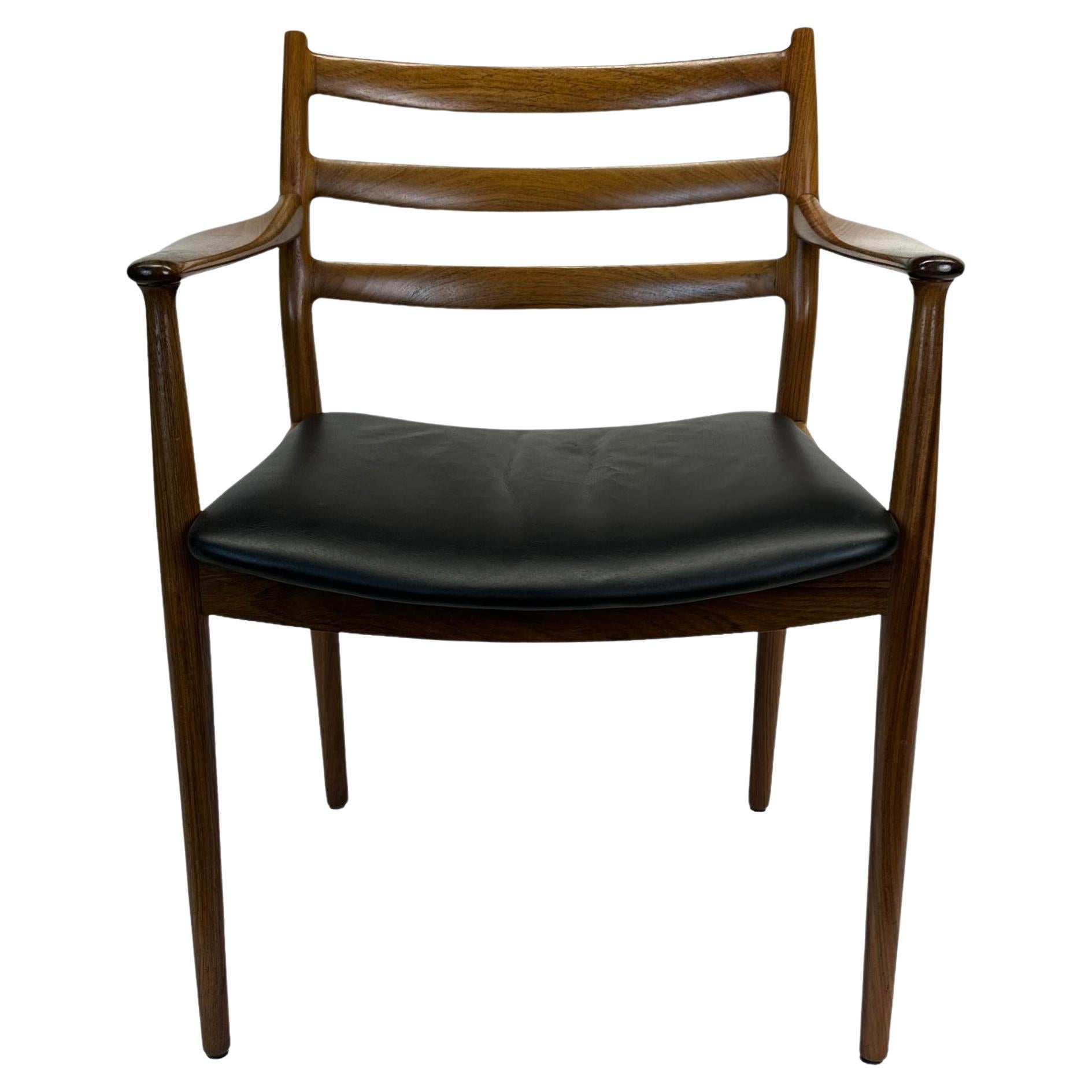 Arne Vodder Ladder Back Rosewood and Leather Armchair by France and Son For Sale