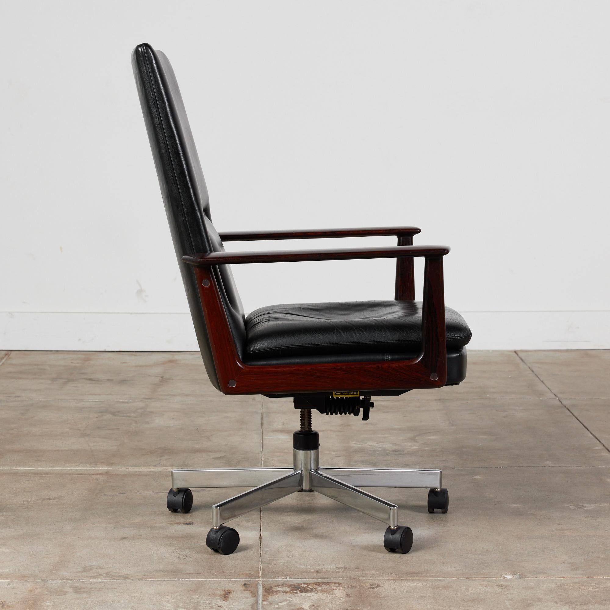 Arne Vodder Leather Desk Chair for Sibast In Good Condition In Los Angeles, CA