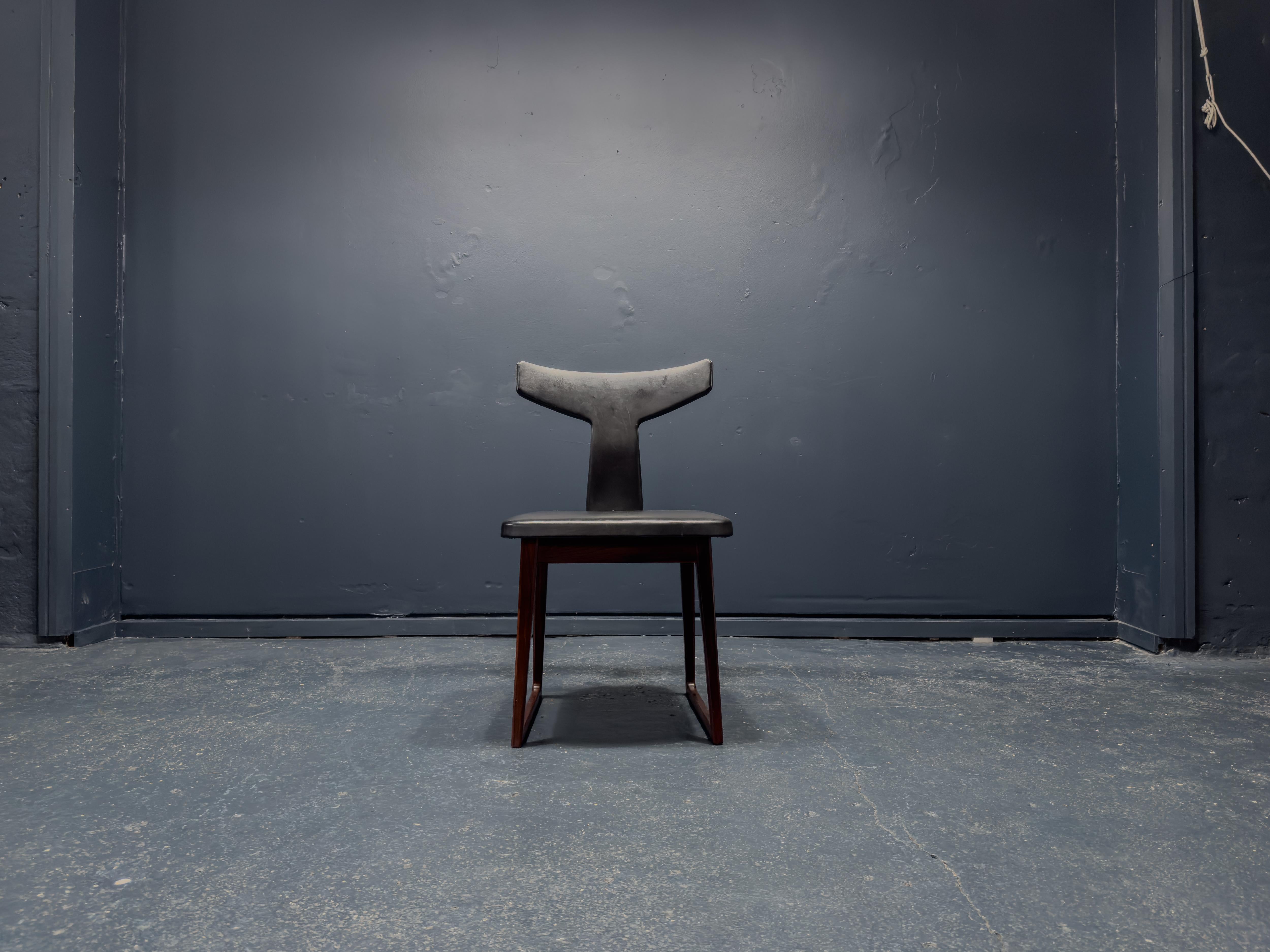 Mid-Century Modern Arne Vodder Leather Dining Chair For Sale