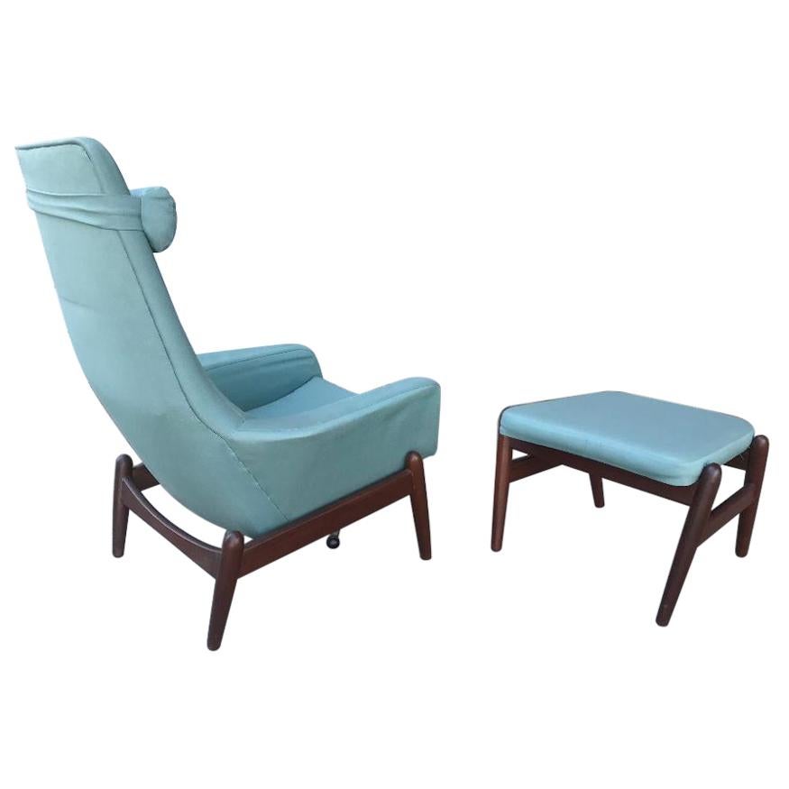 Arne Vodder Lounge Chair and Ottoman, Classic Modern Design, Denmark, 1950s