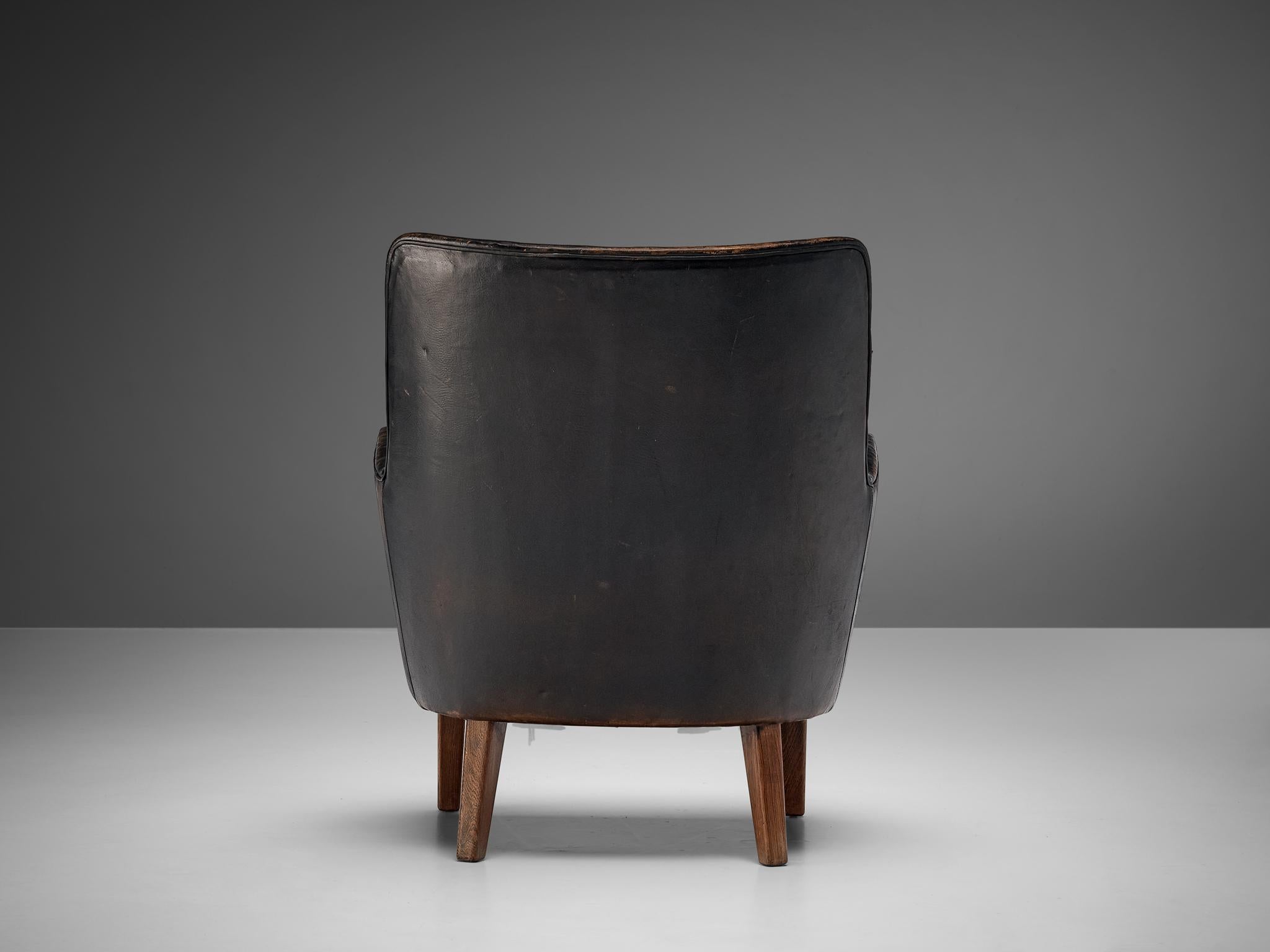 Mid-20th Century Arne Vodder Lounge Chair in Original Rich Patinated Leather