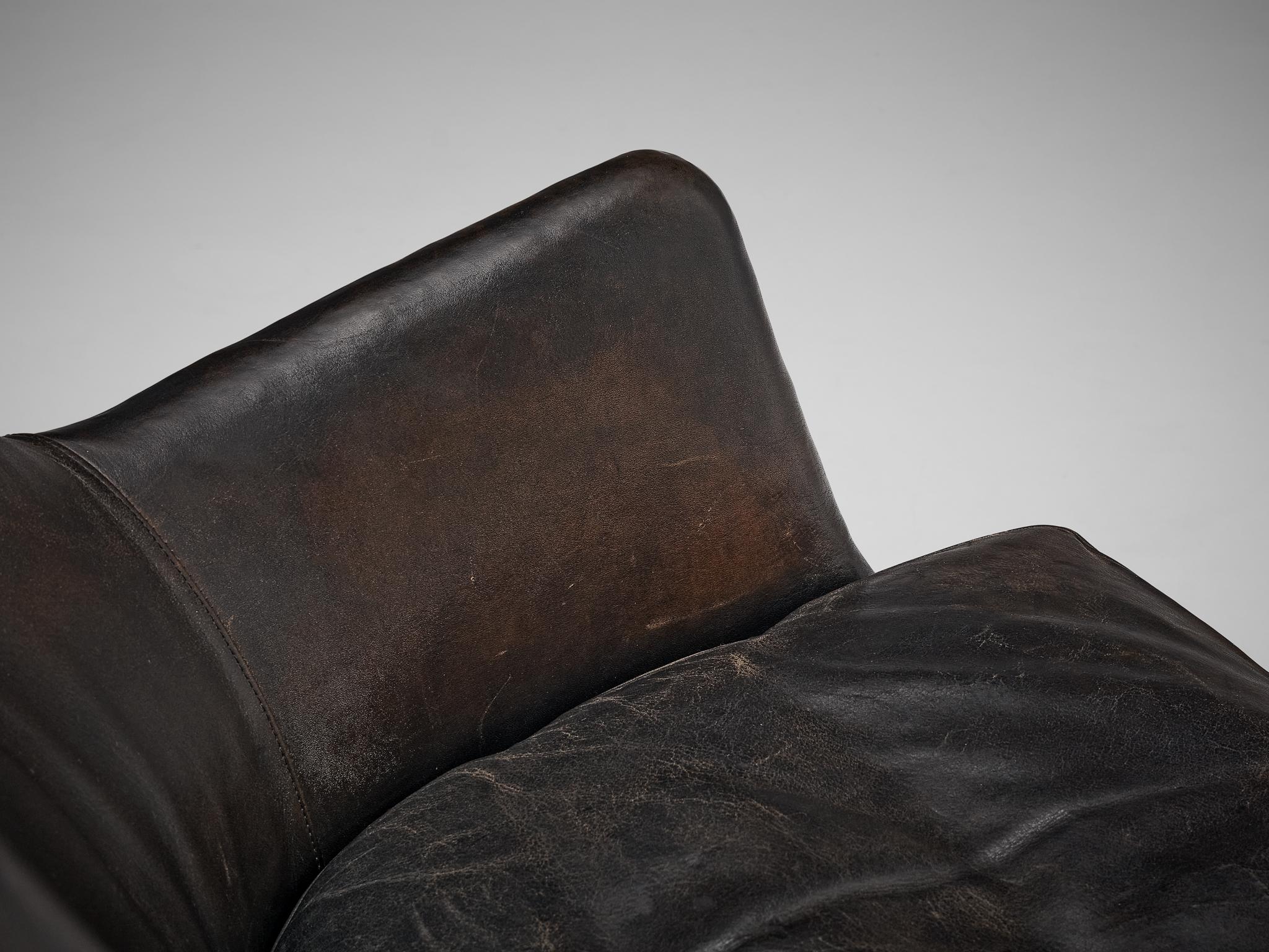 Wood Arne Vodder Lounge Chair in Original Rich Patinated Leather