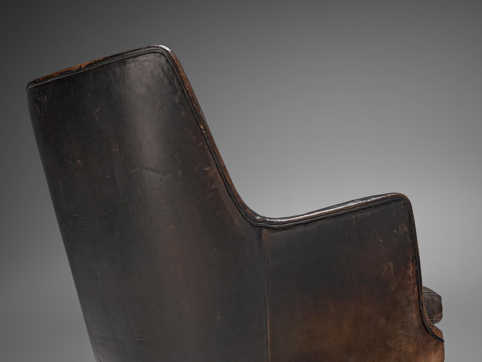Arne Vodder Lounge Chair in Original Rich Patinated Leather 1