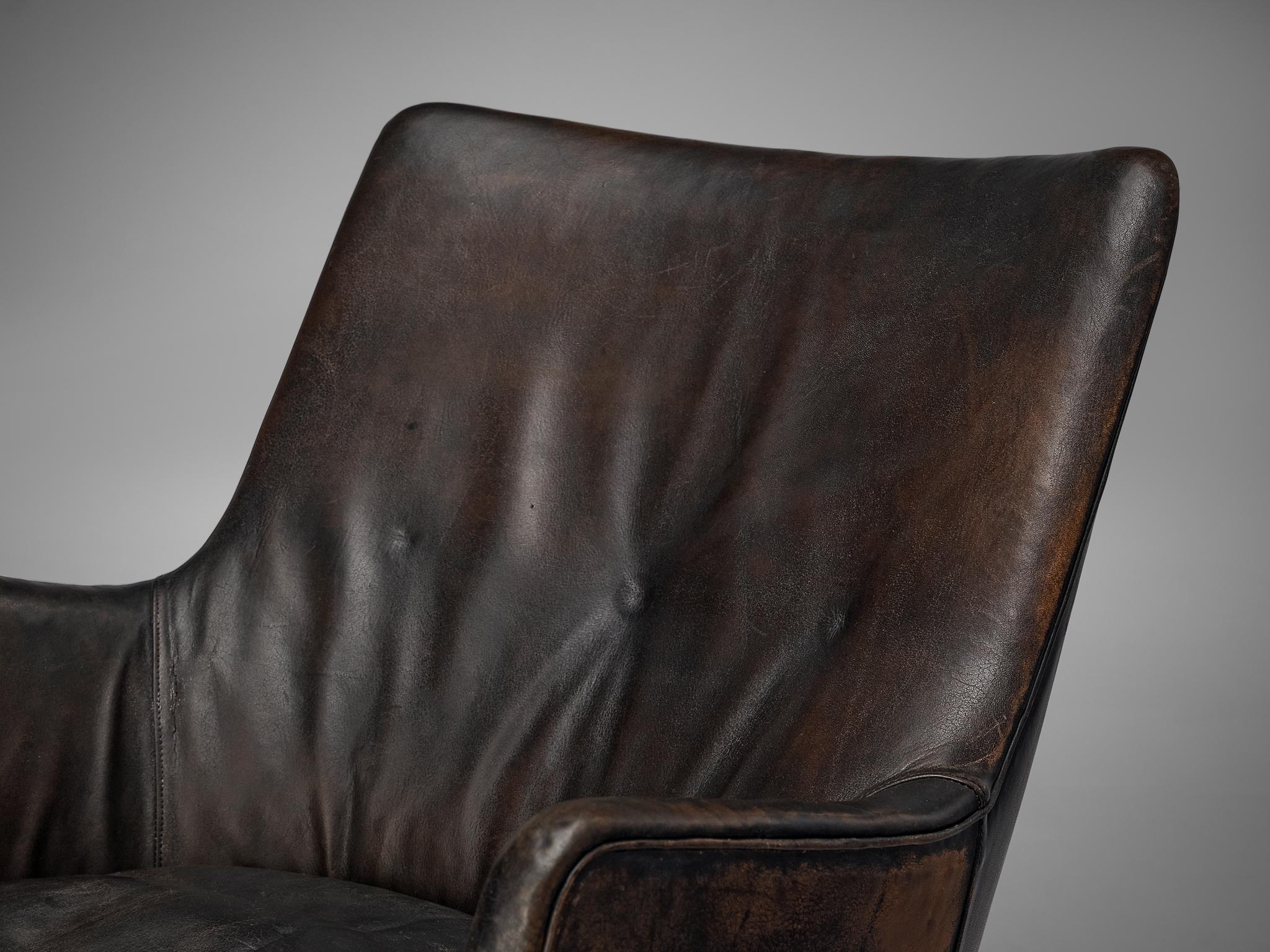 Arne Vodder Lounge Chair in Original Rich Patinated Leather 2