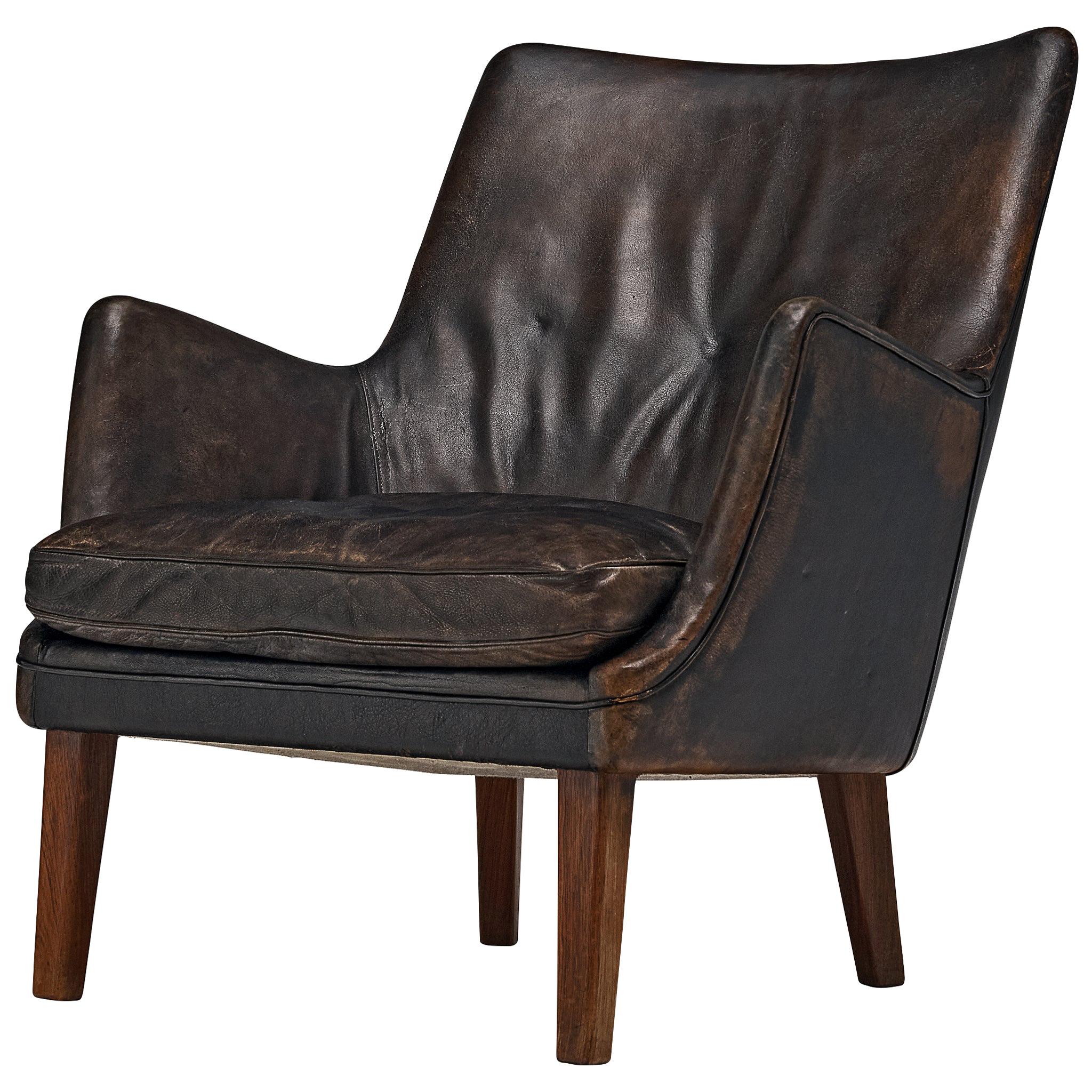 Arne Vodder Lounge Chair in Original Rich Patinated Leather