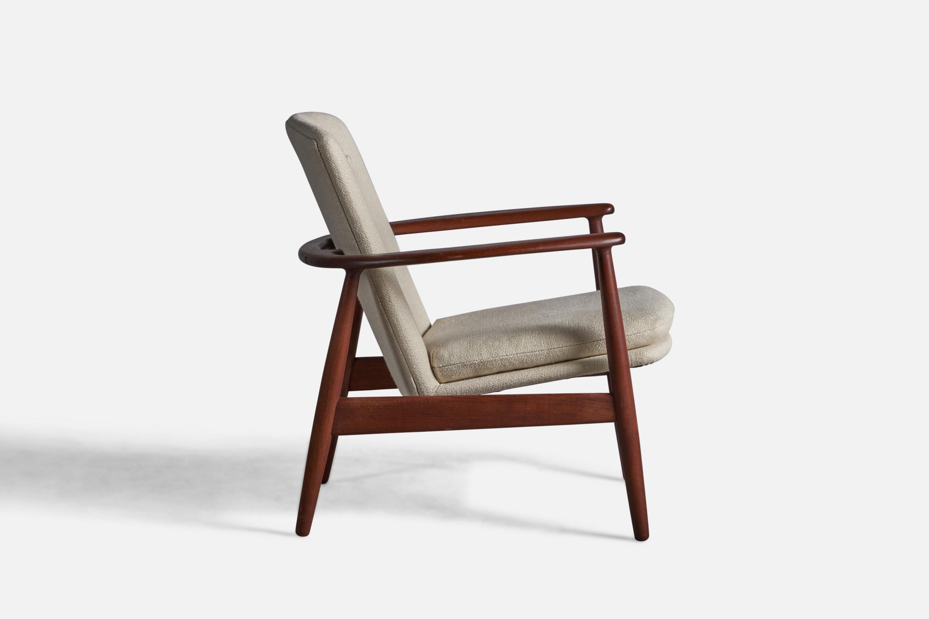 Danois Arne Vodder, chaise longue, teck, tissu, Danemark, années 1950 en vente