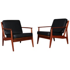 Arne Vodder Lounge Chairs, Solid Teak