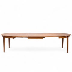 Arne Vodder Mid Century Danish Teak Expanding Round Dining Table with 3 Leaves