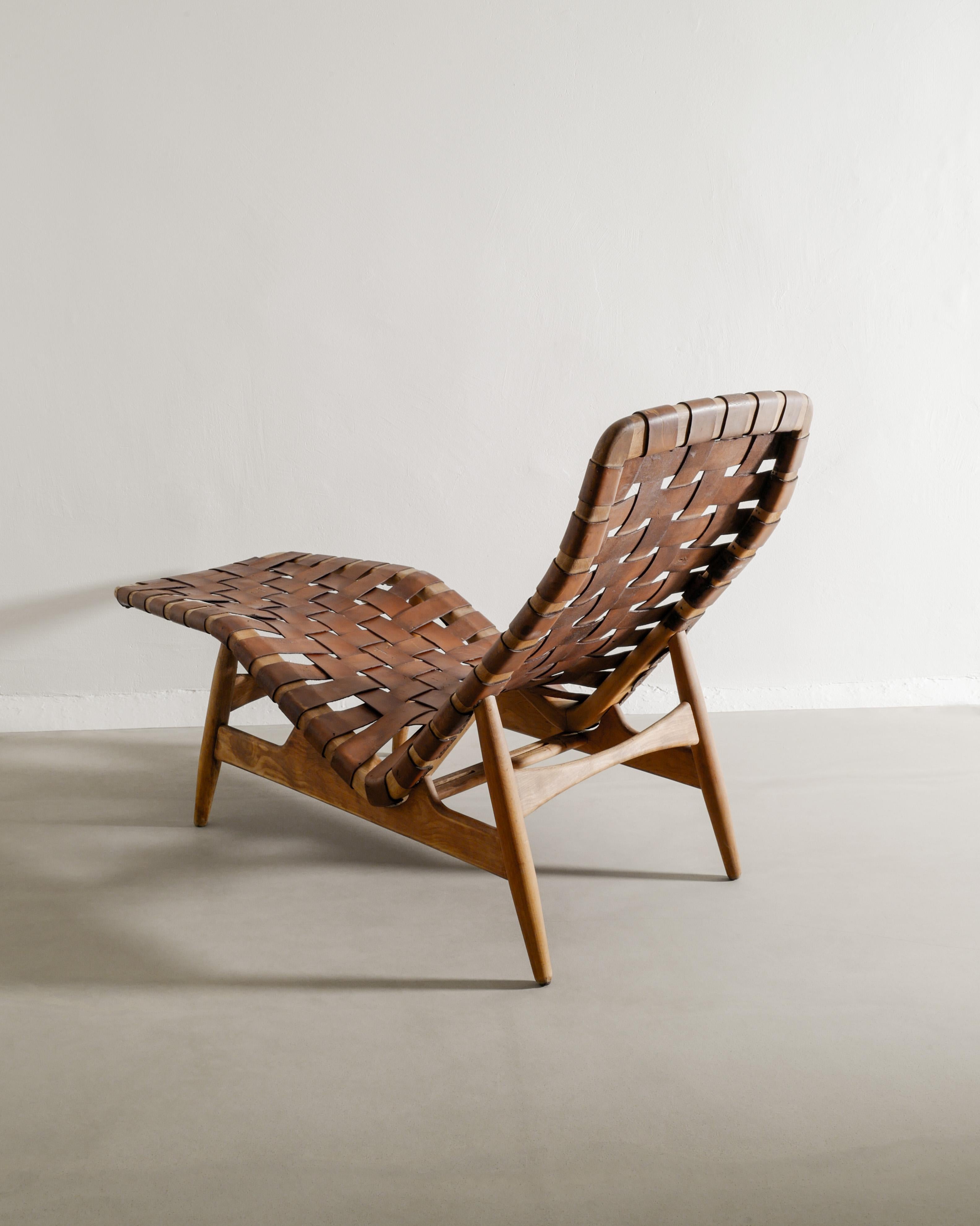 Swedish Arne Vodder Mid Century Lounge Chair in Beech & Leather by Bovirke Denmark 1950s
