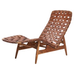 Arne Vodder, sedia da salotto di metà secolo in Beeche e pelle di Bovirke Danimarca, 1950