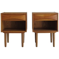 Arne Vodder Mid-Century Modern Design Scandinavian Oak Nightstands, 1950s