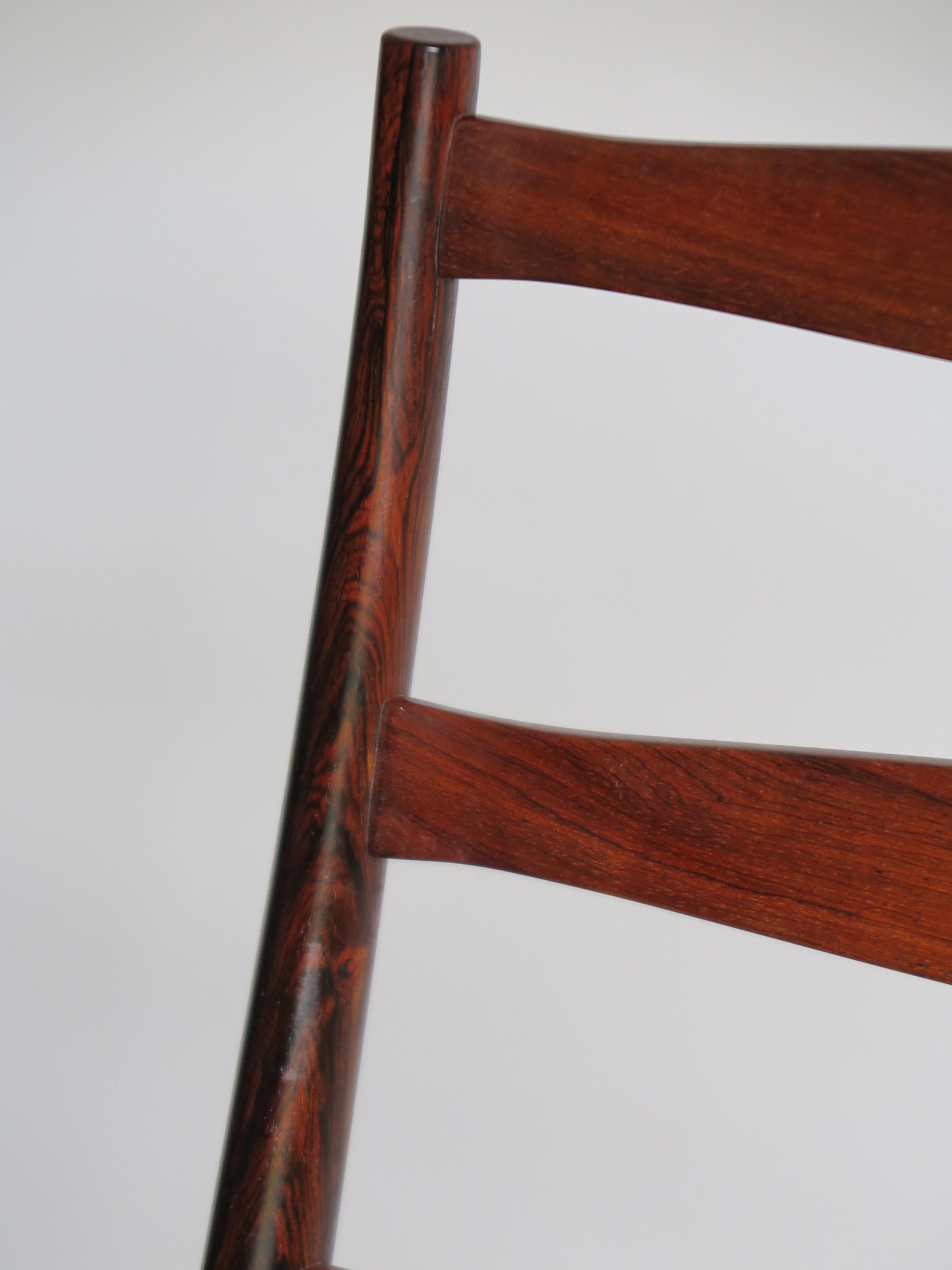 Arne Vodder Mid-Century Modern Scandinavian Dark Wood Dining Chairs, 1960s For Sale 9