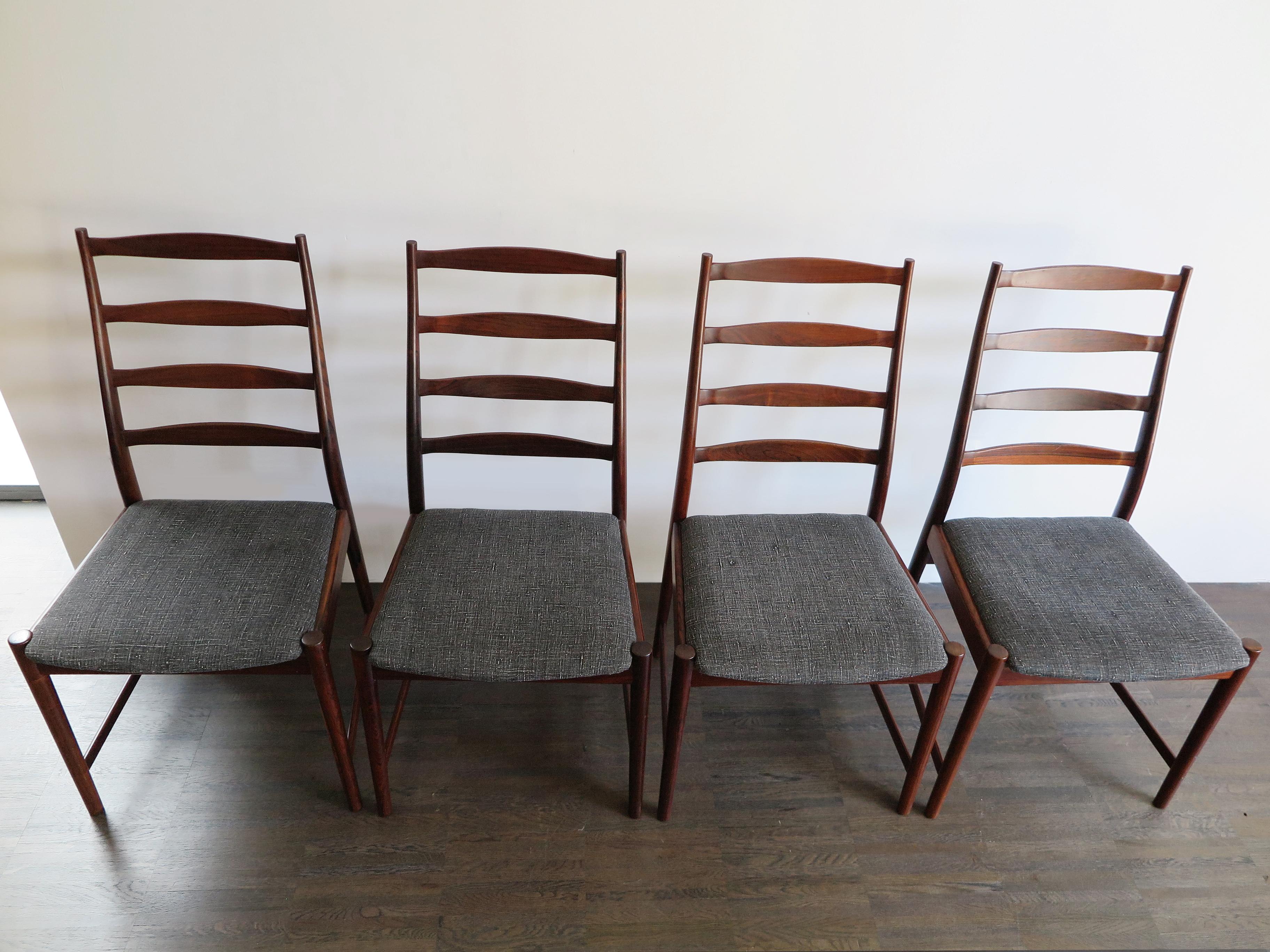 Danish Arne Vodder Mid-Century Modern Scandinavian Dark Wood Dining Chairs, 1960s For Sale