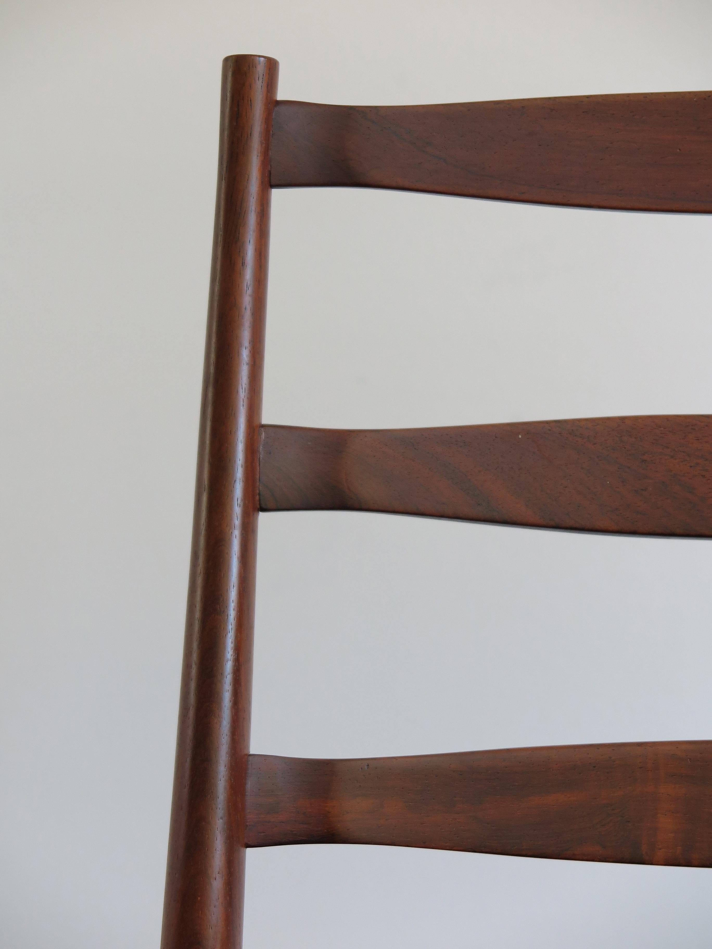 Fabric Arne Vodder Mid-Century Modern Scandinavian Dark Wood Dining Chairs, 1960s For Sale