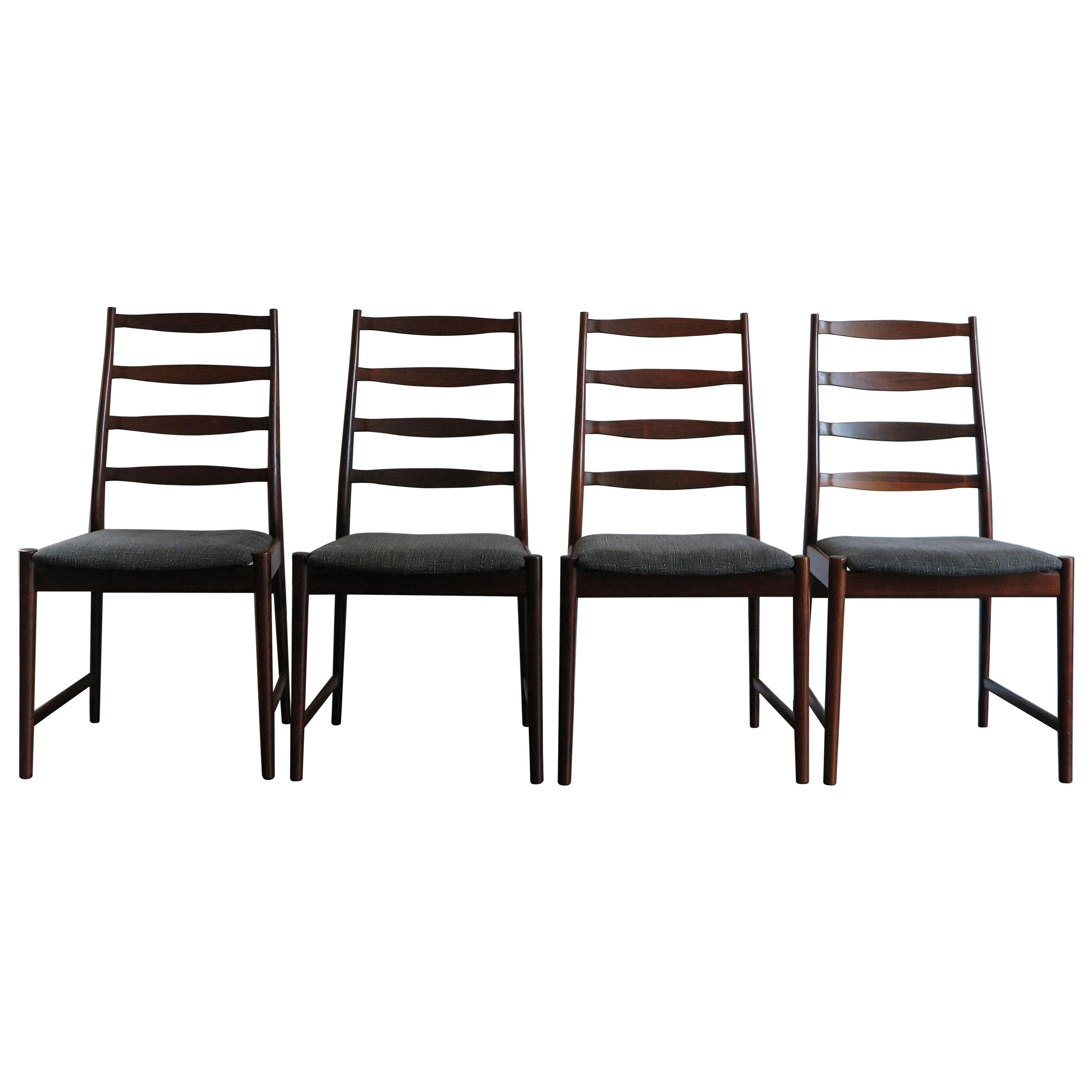 Arne Vodder Mid-Century Modern Scandinavian Dark Wood Dining Chairs, 1960s