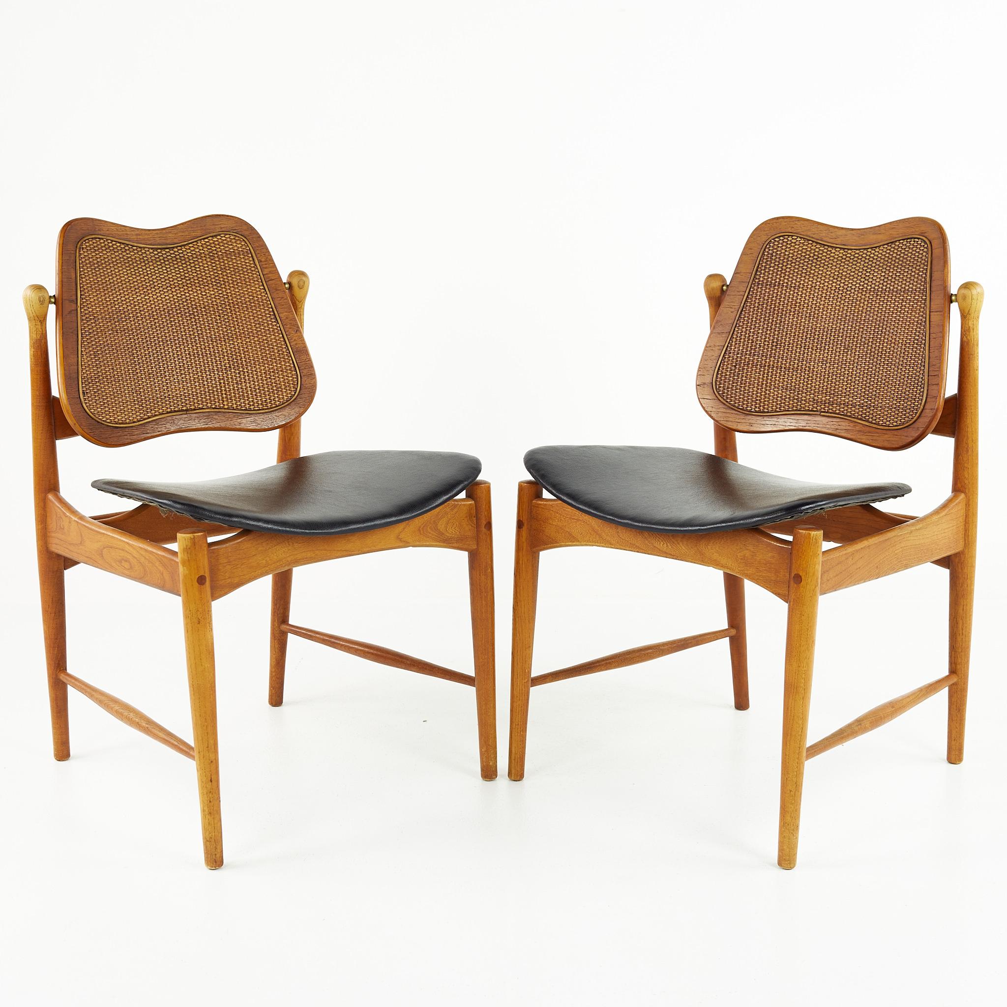 Arne Vodder Mid Century Teak and Cane Dining Chairs, Set of 6 5