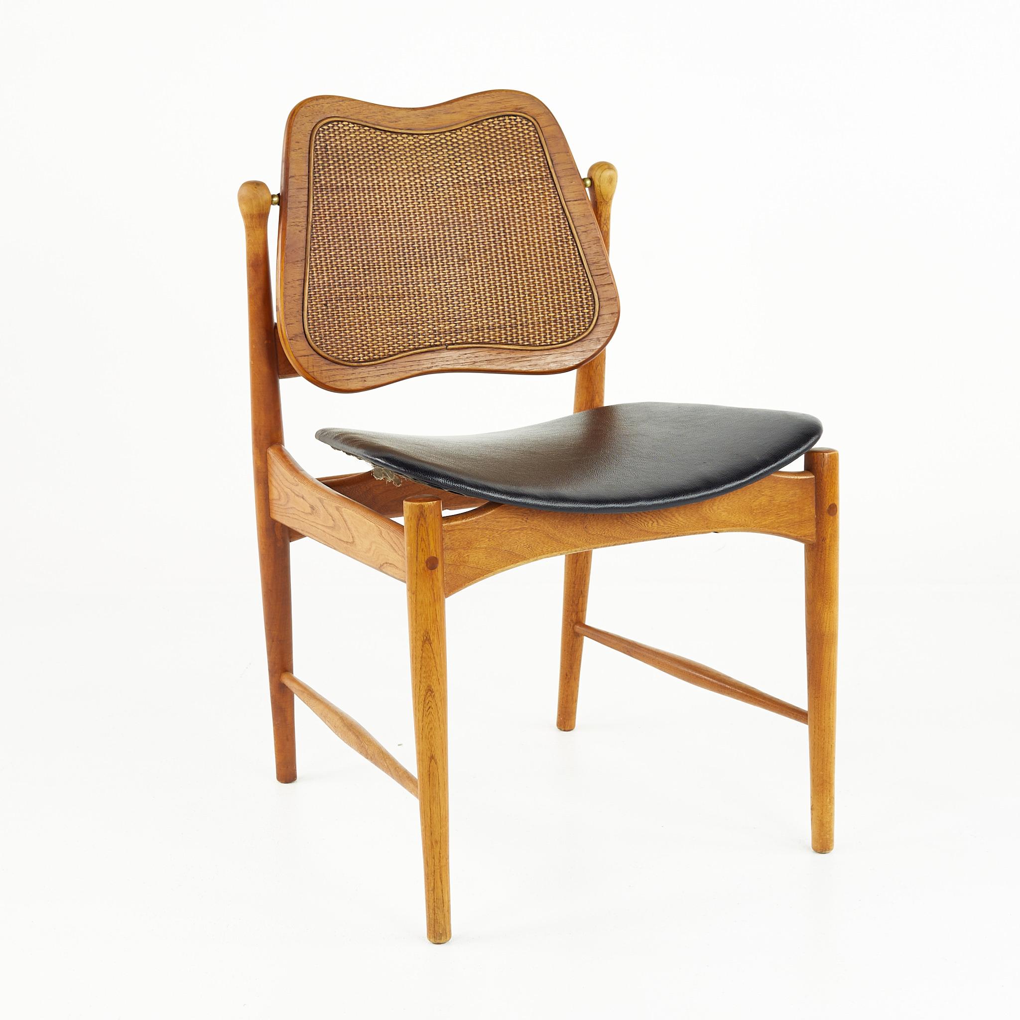 Arne Vodder Mid Century Teak and Cane Dining Chairs, Set of 6 12