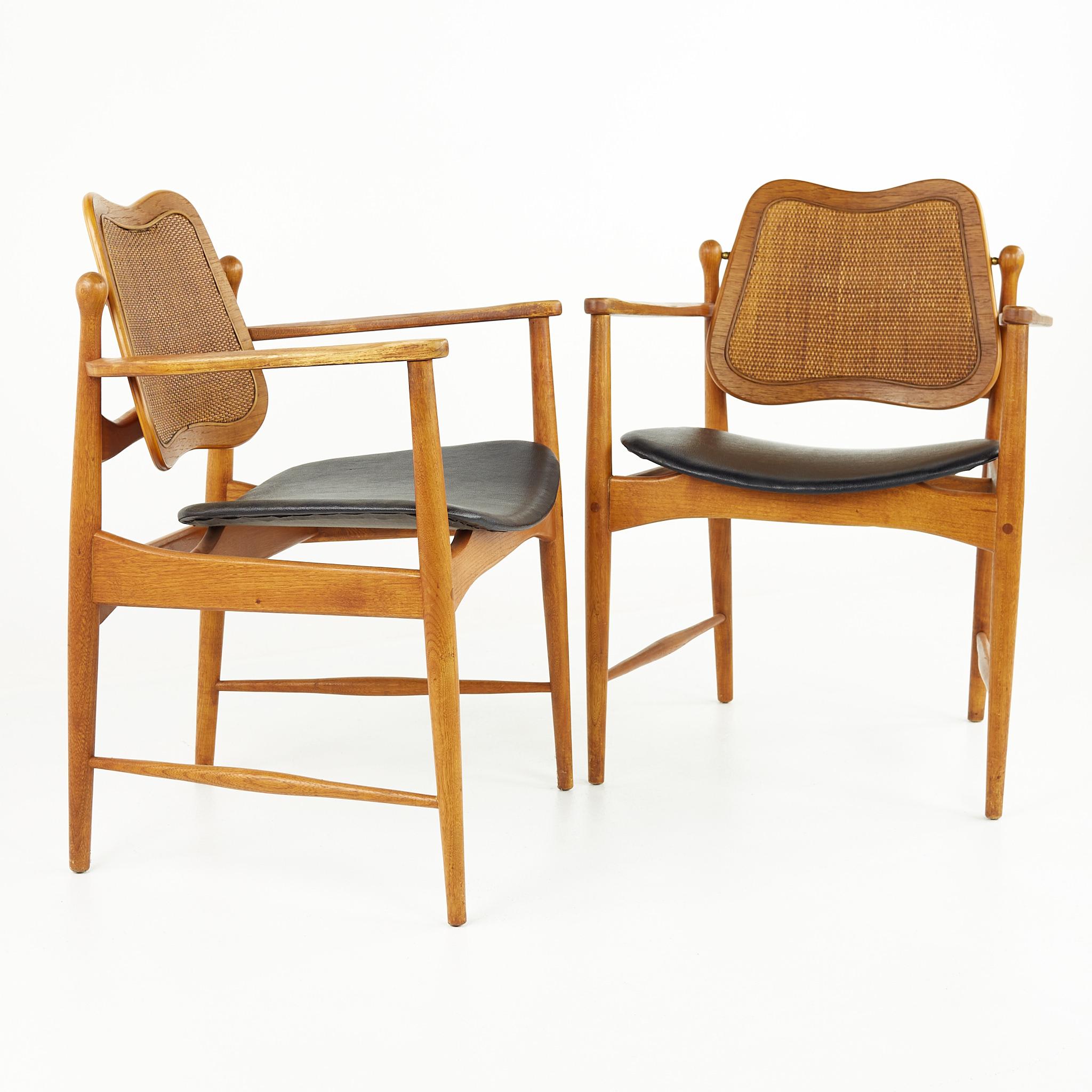 Arne Vodder Mid Century Teak and Cane Dining Chairs, Set of 6 1