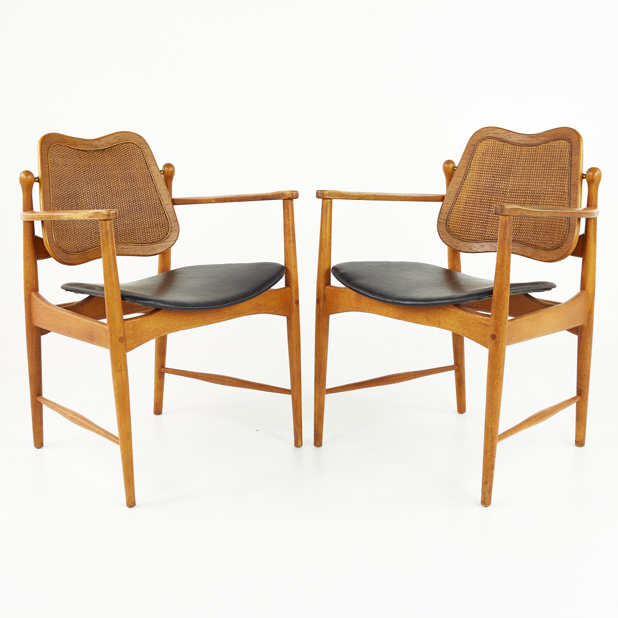 Arne Vodder Mid Century Teak and Cane Dining Chairs, Set of 6 2