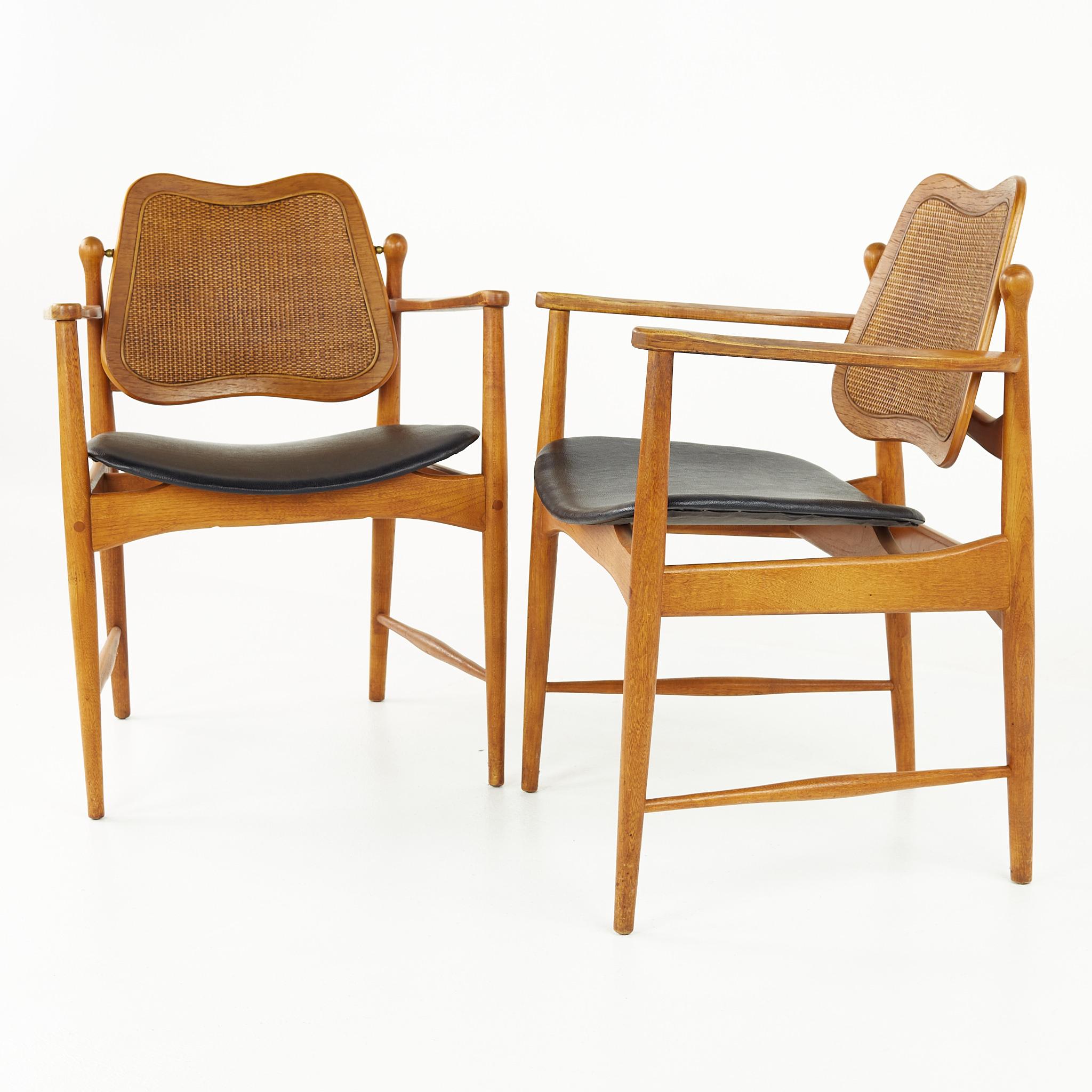 Arne Vodder Mid Century Teak and Cane Dining Chairs, Set of 6 3
