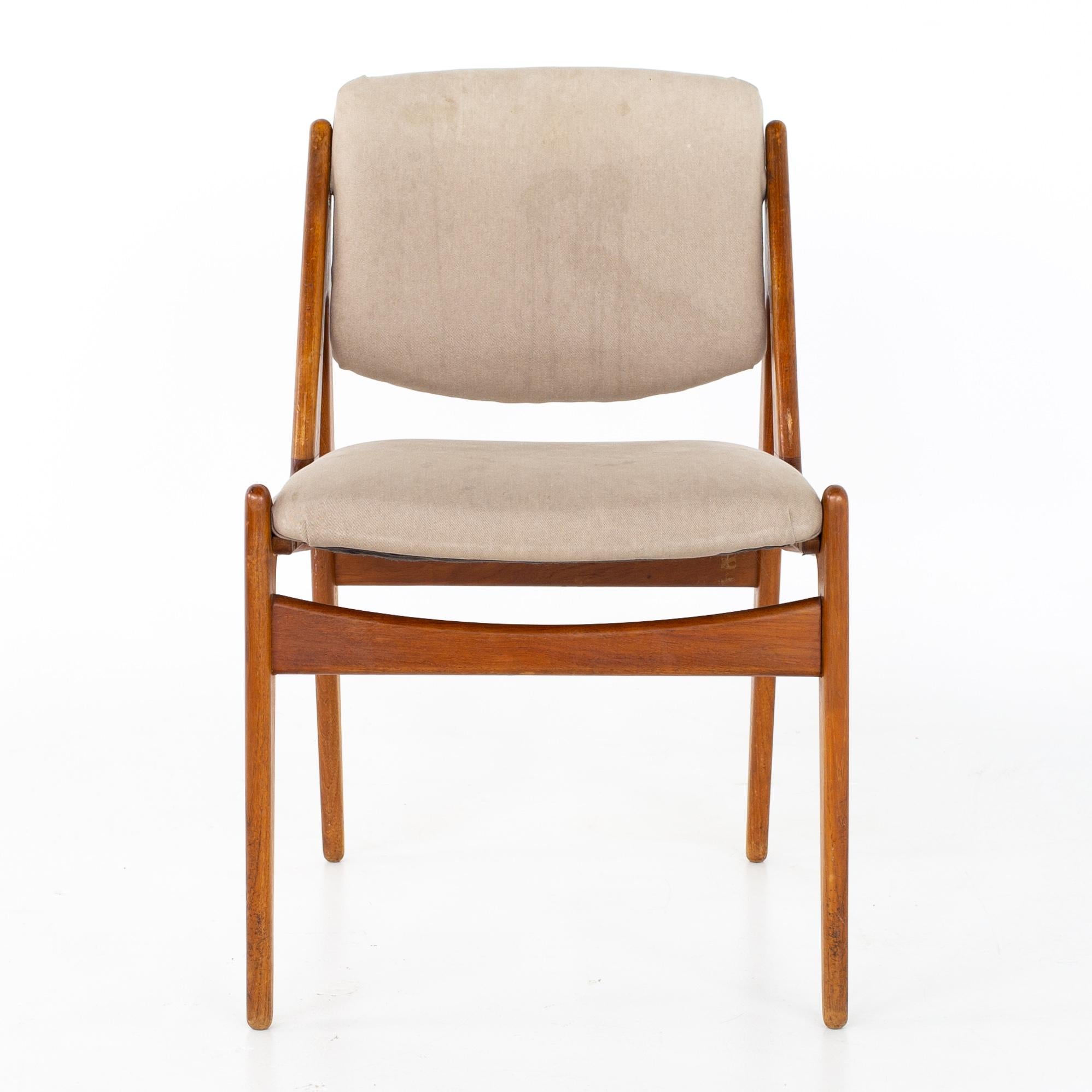 Upholstery Arne Vodder Mid Century Teak Dining Chairs, Set of 6