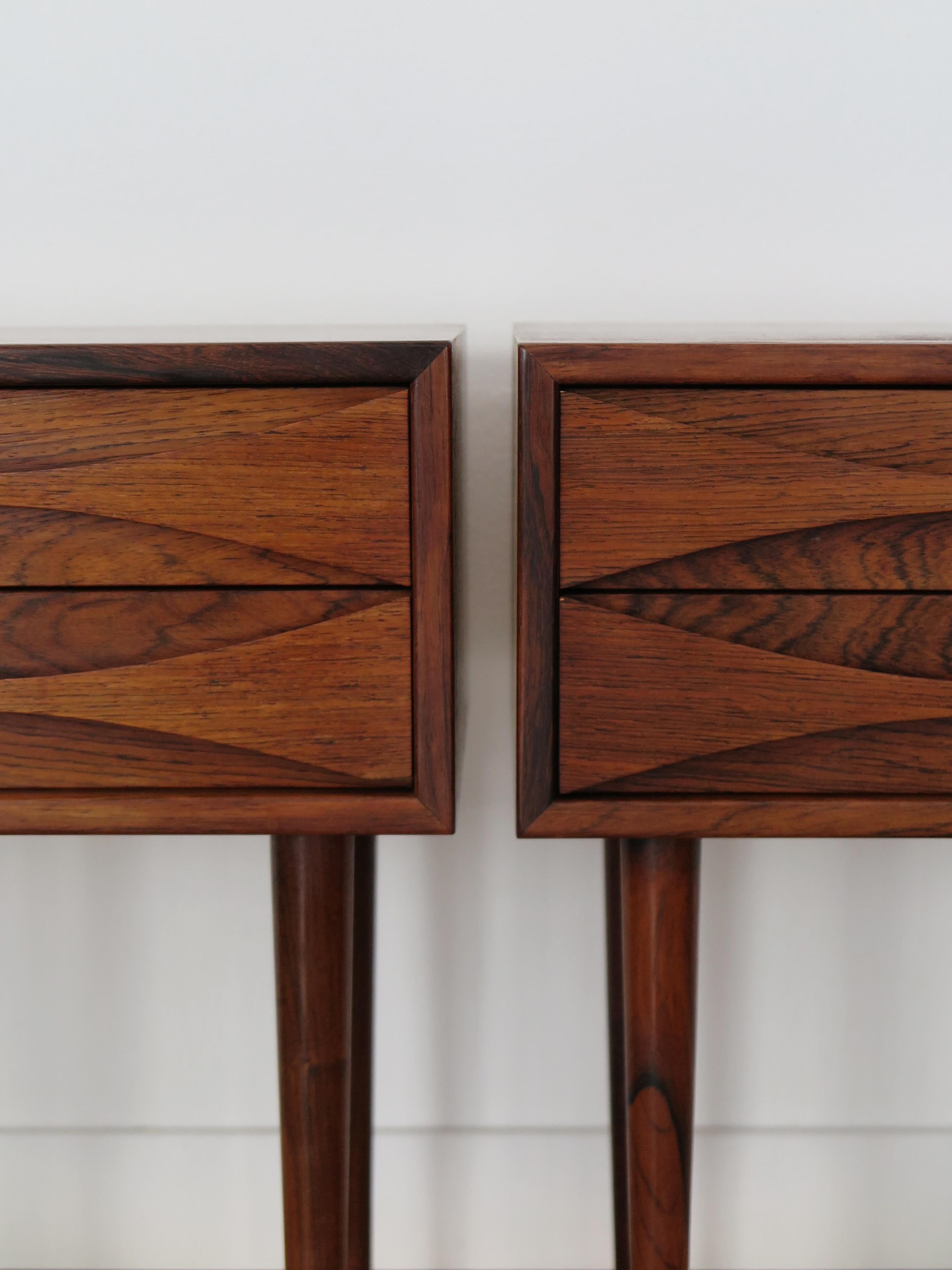 Arne Vodder Midcentury Scandinavian Dark Wood Night Stand Side Table 1950s 6