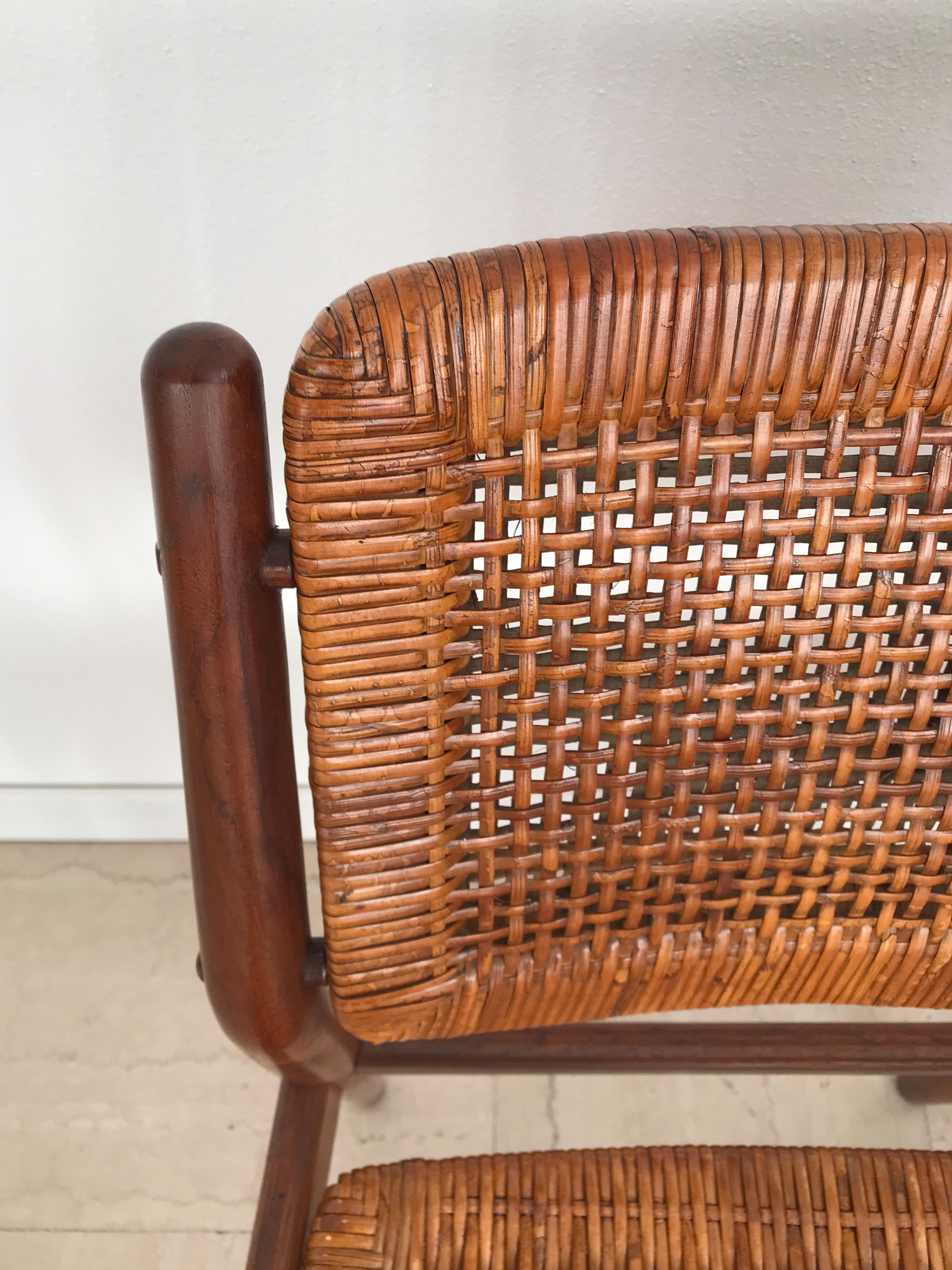 Arne Vodder Midcentury Scandinavian Teak Rattan Chairs for Sibast 1950s For Sale 5
