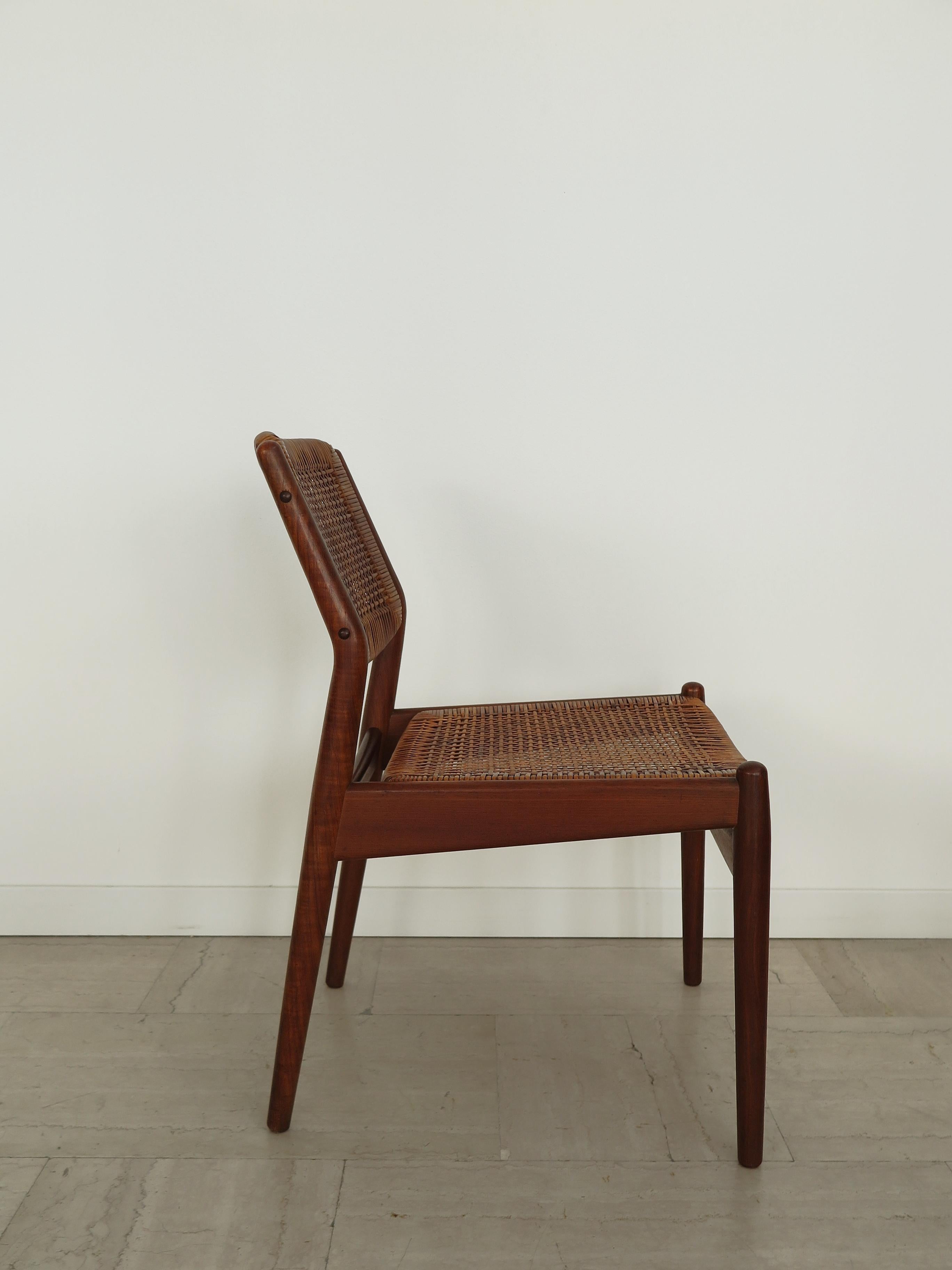 Arne Vodder Midcentury Scandinavian Teak Rattan Chairs for Sibast 1950s For Sale 1