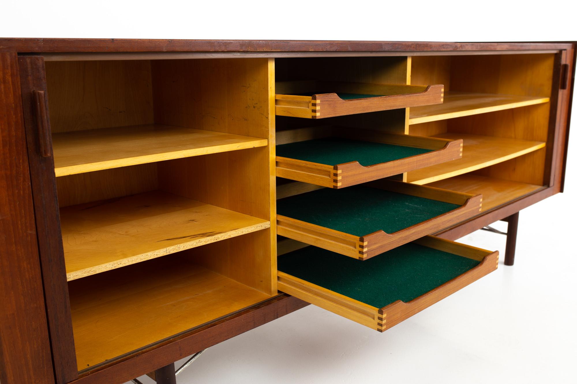 Arne Vodder Mid Century Teak Tambour Door Sideboard Buffet Credenza 4