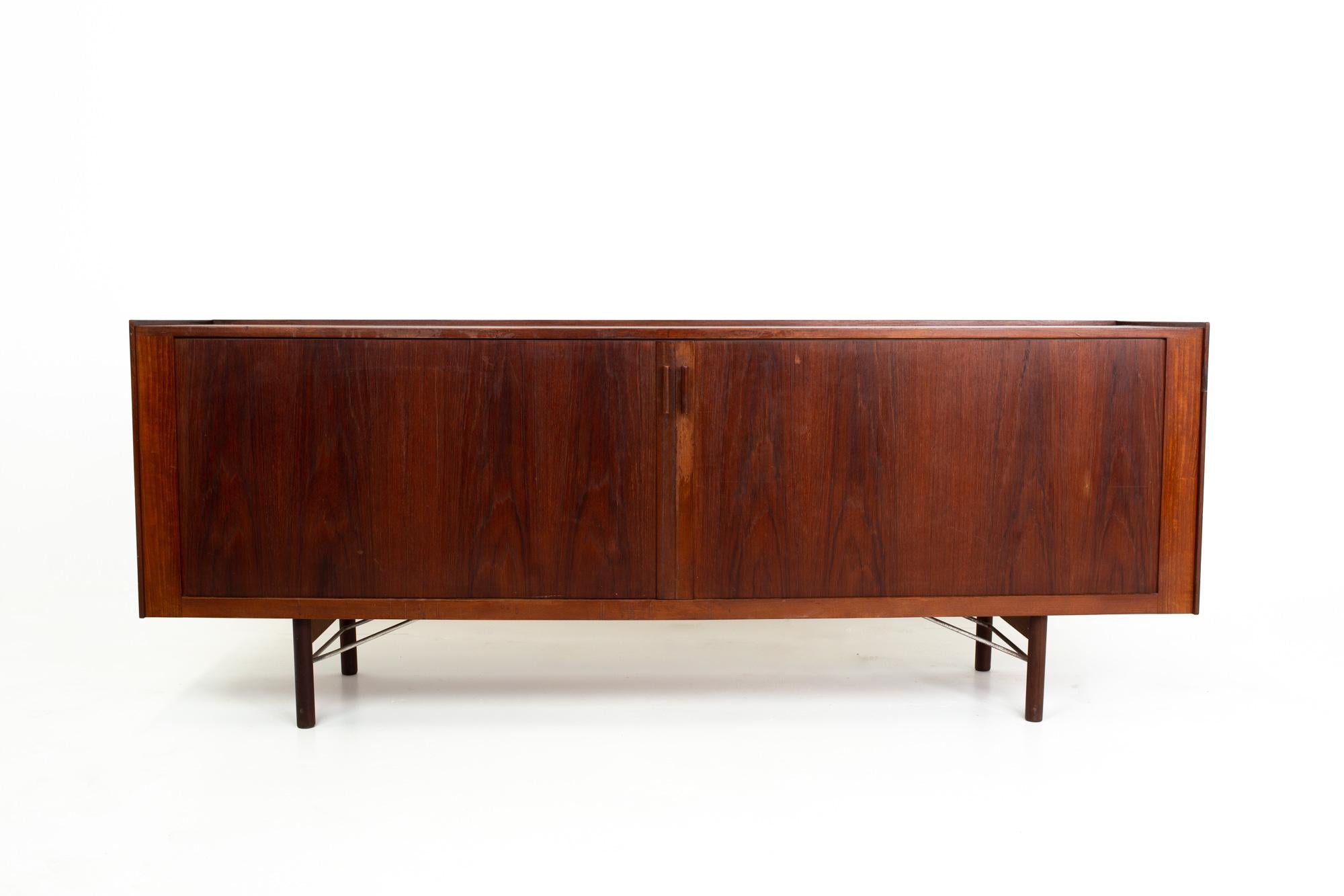 Arne Vodder Mid Century teak tambour door sideboard buffet credenza
Credenza measures: 81 wide x 19.5 deep x 31.5 high

This price includes getting this piece in what we call restored vintage condition. That means the piece is permanently fixed upon