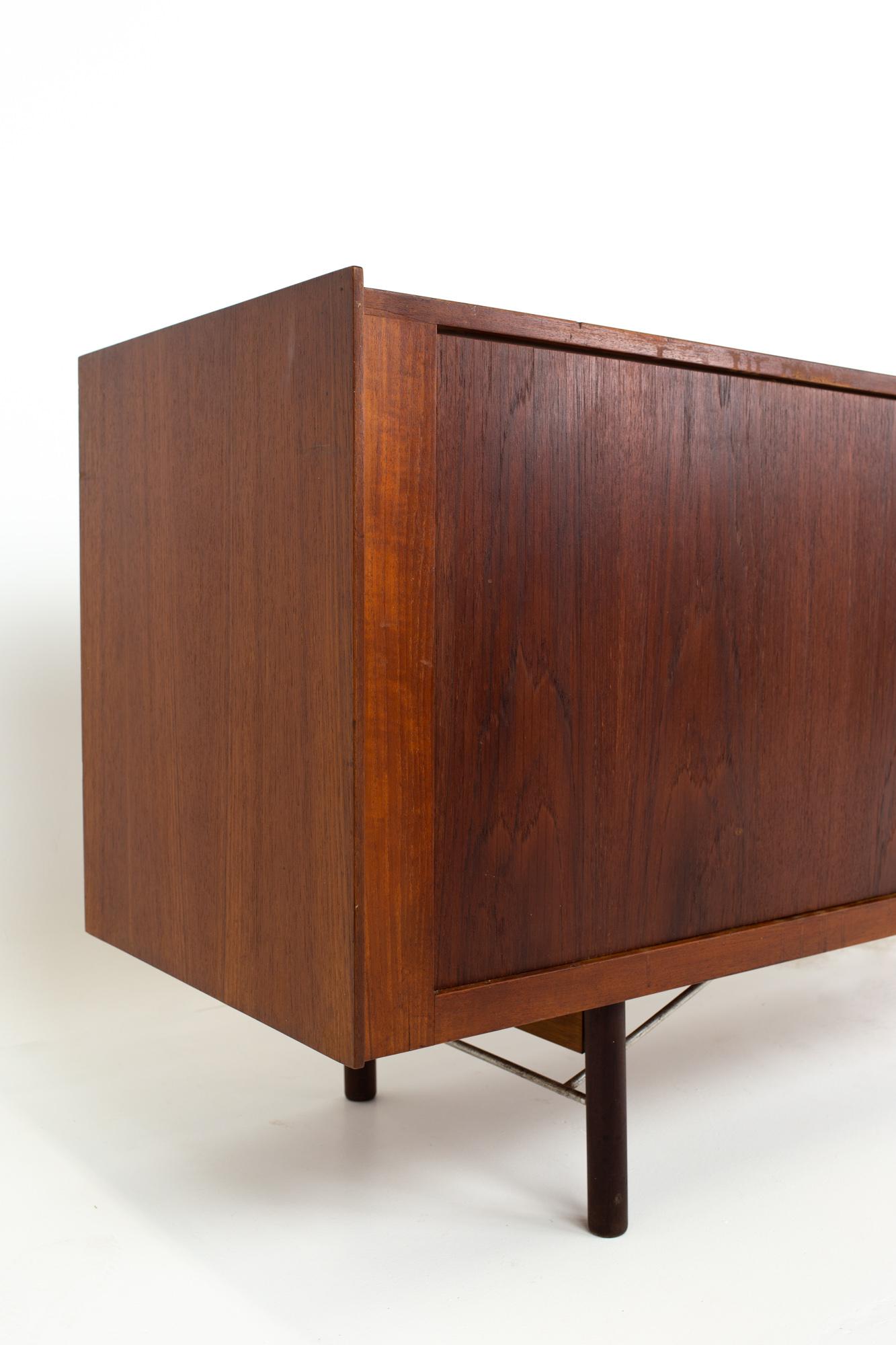 Arne Vodder Mid Century Teak Tambour Door Sideboard Buffet Credenza In Good Condition In Franklin Park, IL