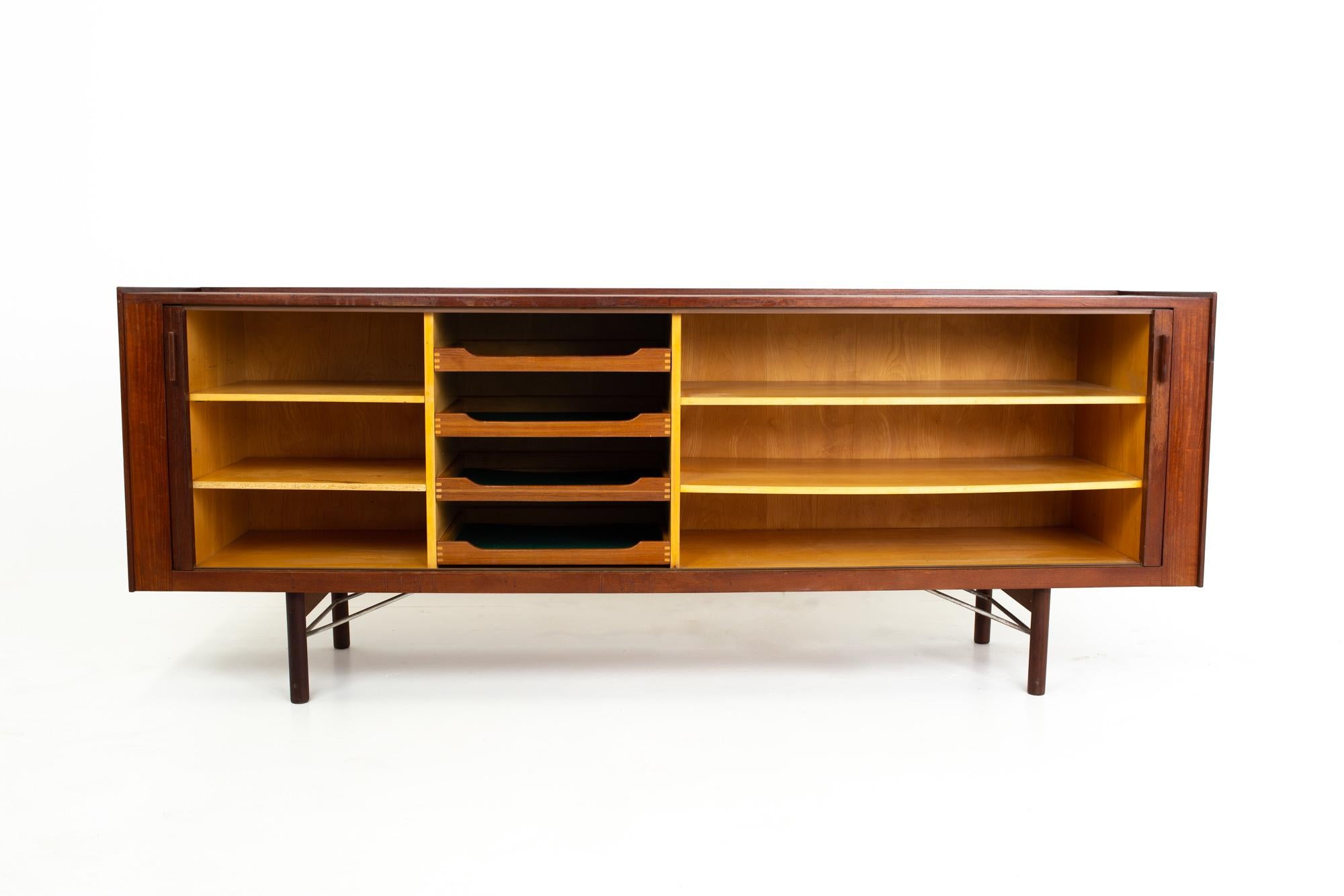 Arne Vodder Mid Century Teak Tambour Door Sideboard Buffet Credenza 3