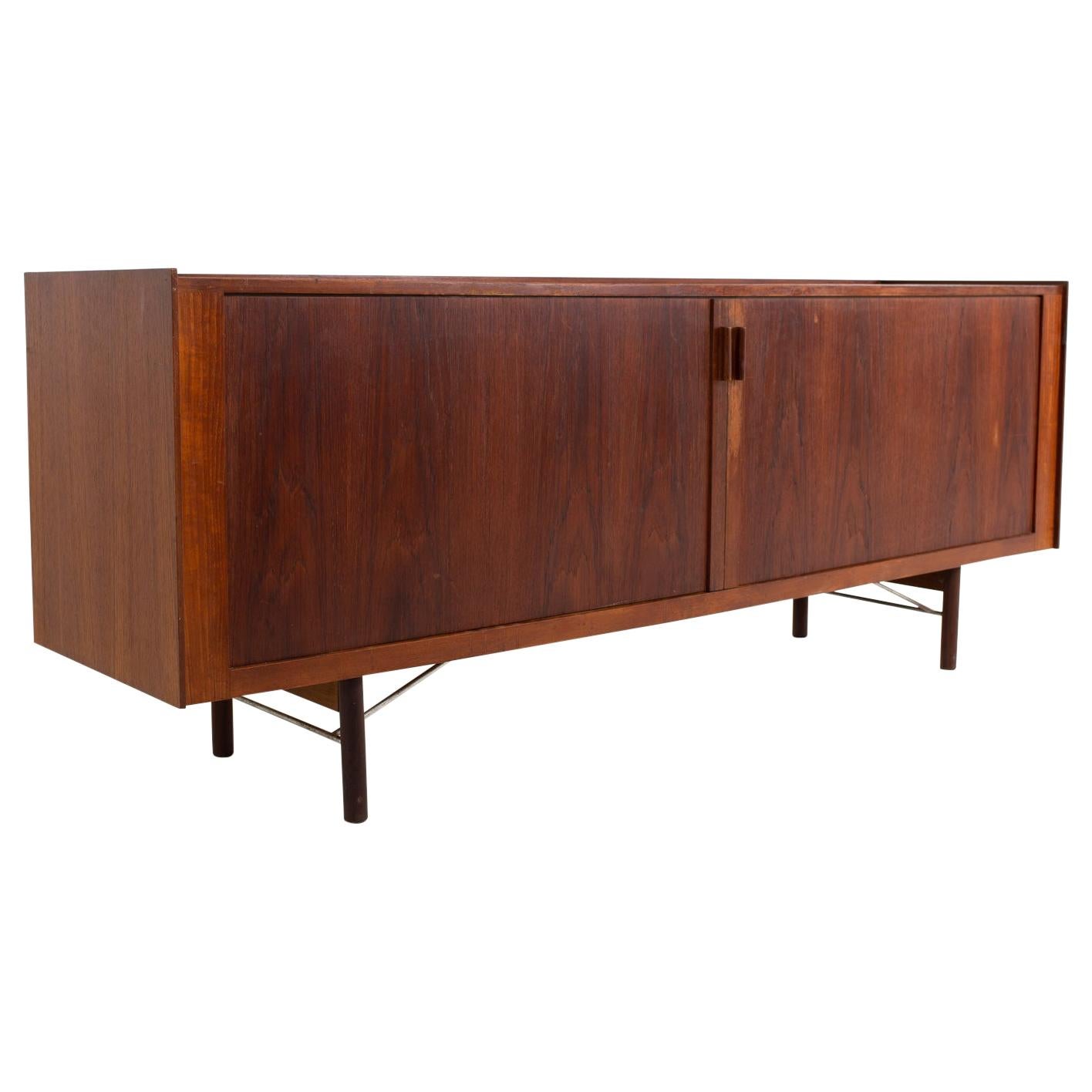 Arne Vodder Mid Century Teak Tambour Door Sideboard Buffet Credenza