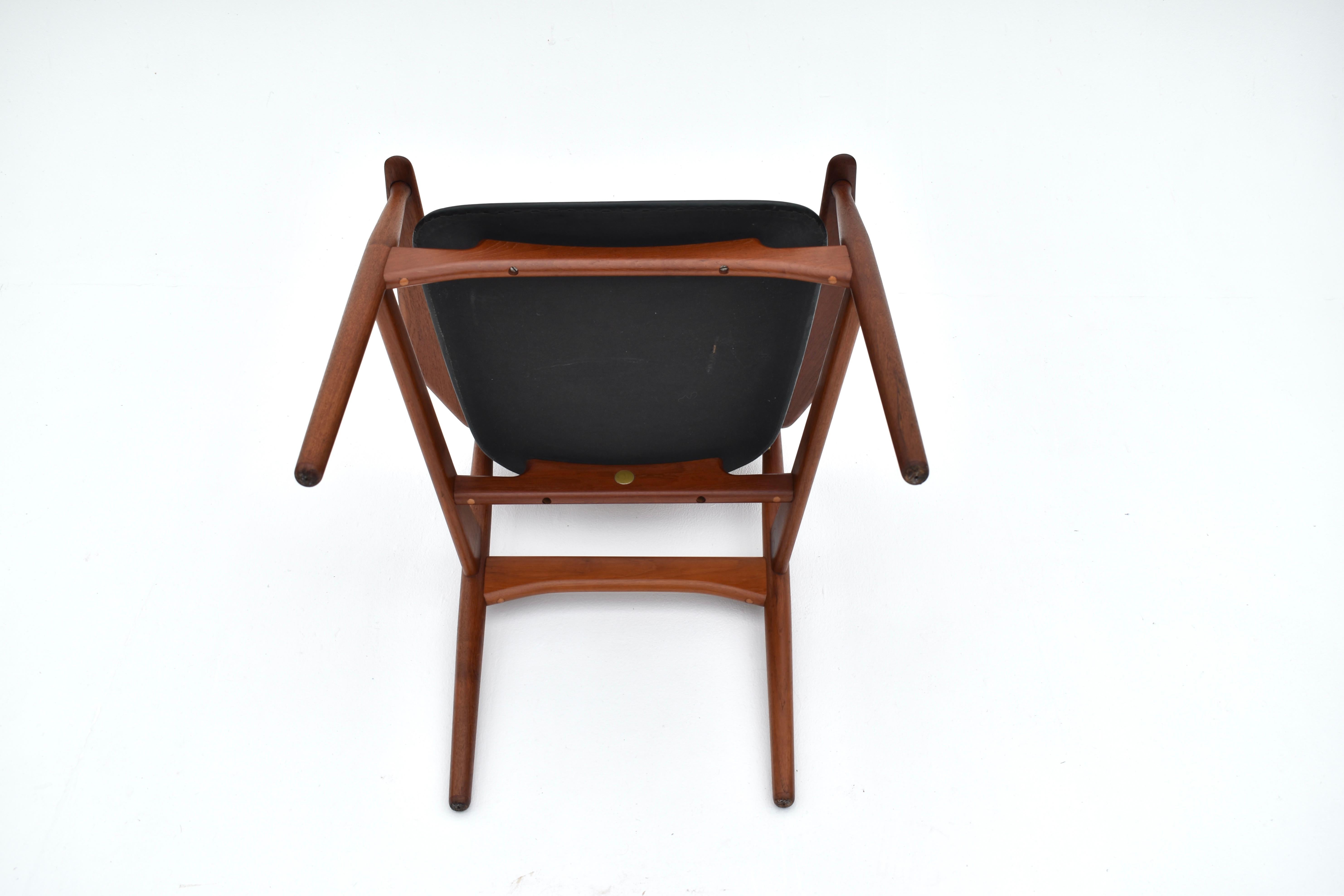 Arne Vodder Model 186 Teak, Rattan & Leather Chair For France & Son, Denmark For Sale 9
