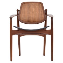 Arne Vodder Model 186 Teak, Rattan & Leather Chair For France & Son, Denmark