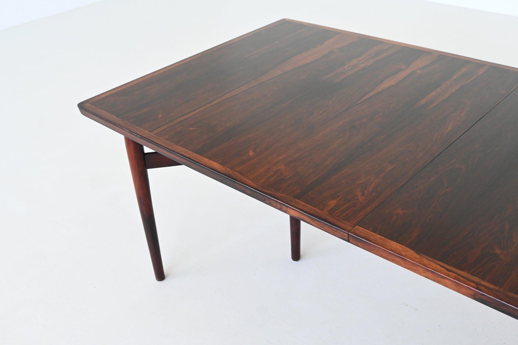 Rosewood Arne Vodder model 201 large dining table rosewood Sibast Denmark 1960 For Sale