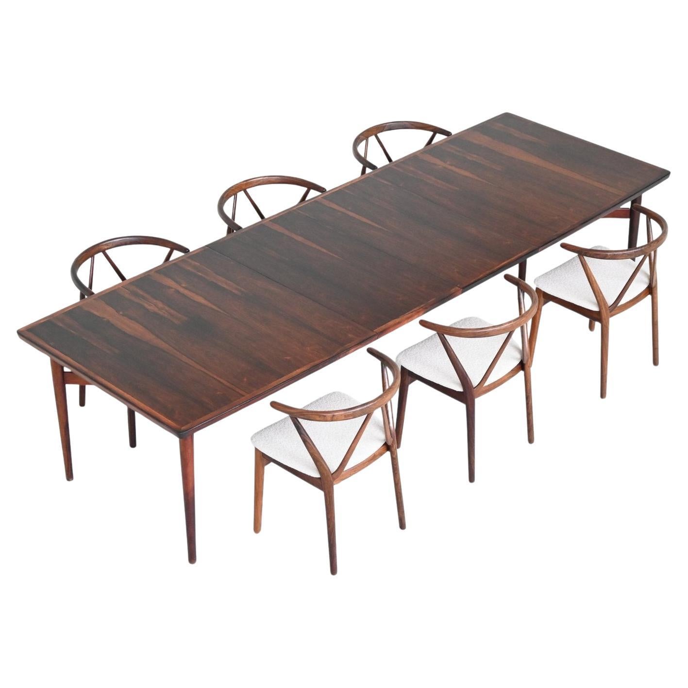 Arne Vodder model 201 large dining table rosewood Sibast Denmark 1960
